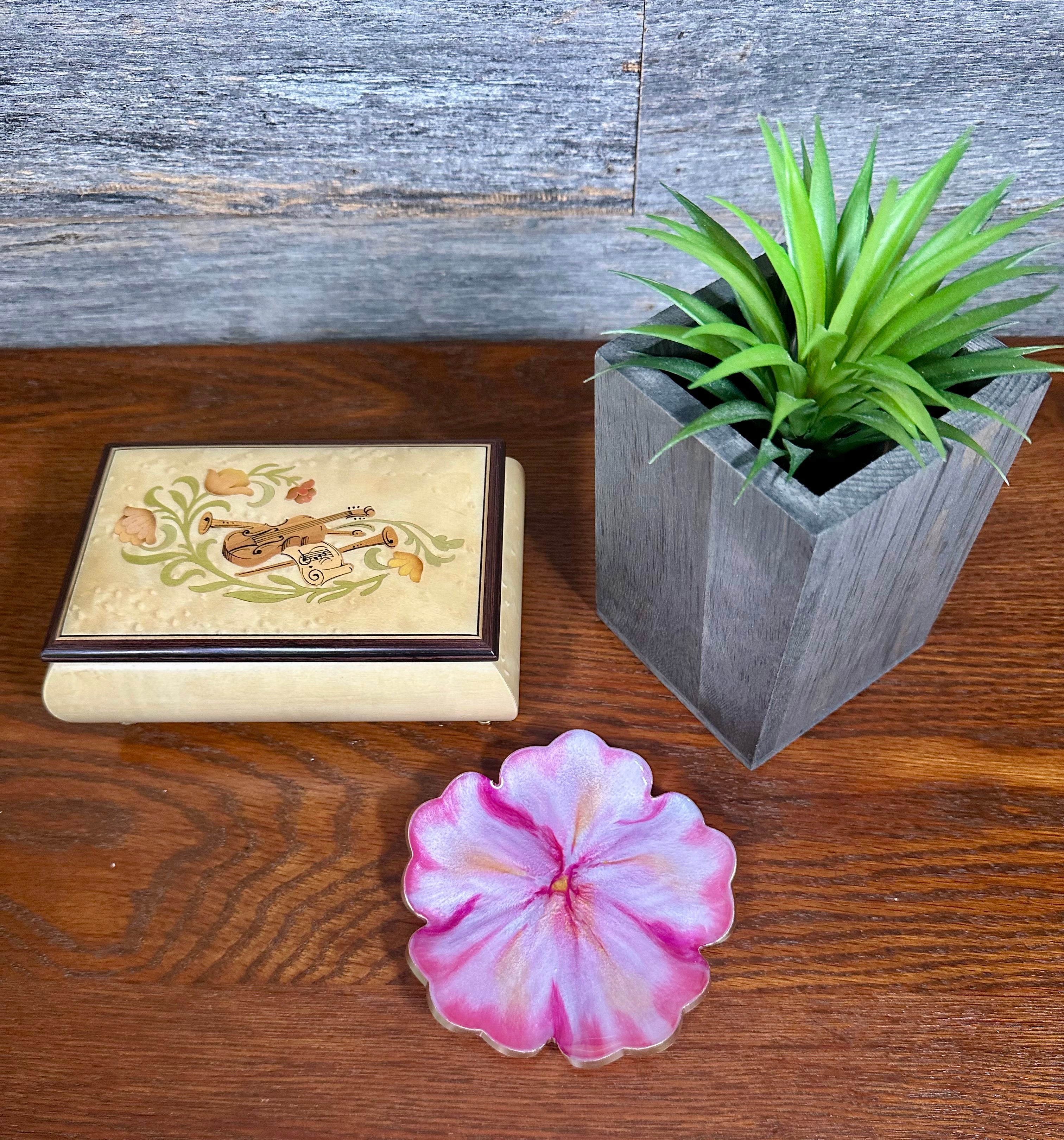 Small ResinFlower Bowl -Trimmed in Gold, Bronze, or Silver