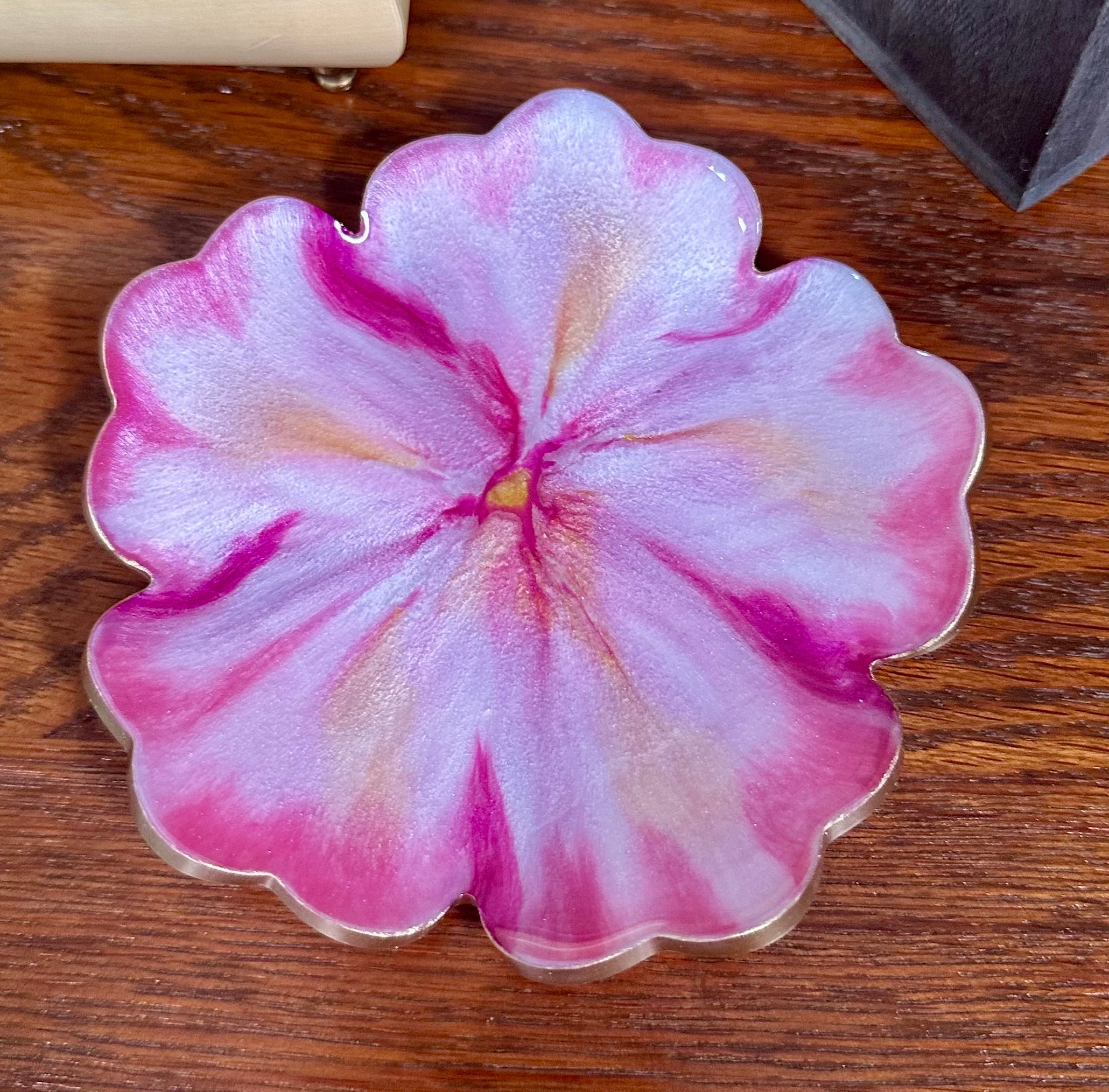Small ResinFlower Bowl -Trimmed in Gold, Bronze, or Silver