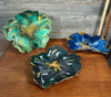 Handcrafted Large Resin Flower Bowls with Gold, Silver, or Bronze Outline.