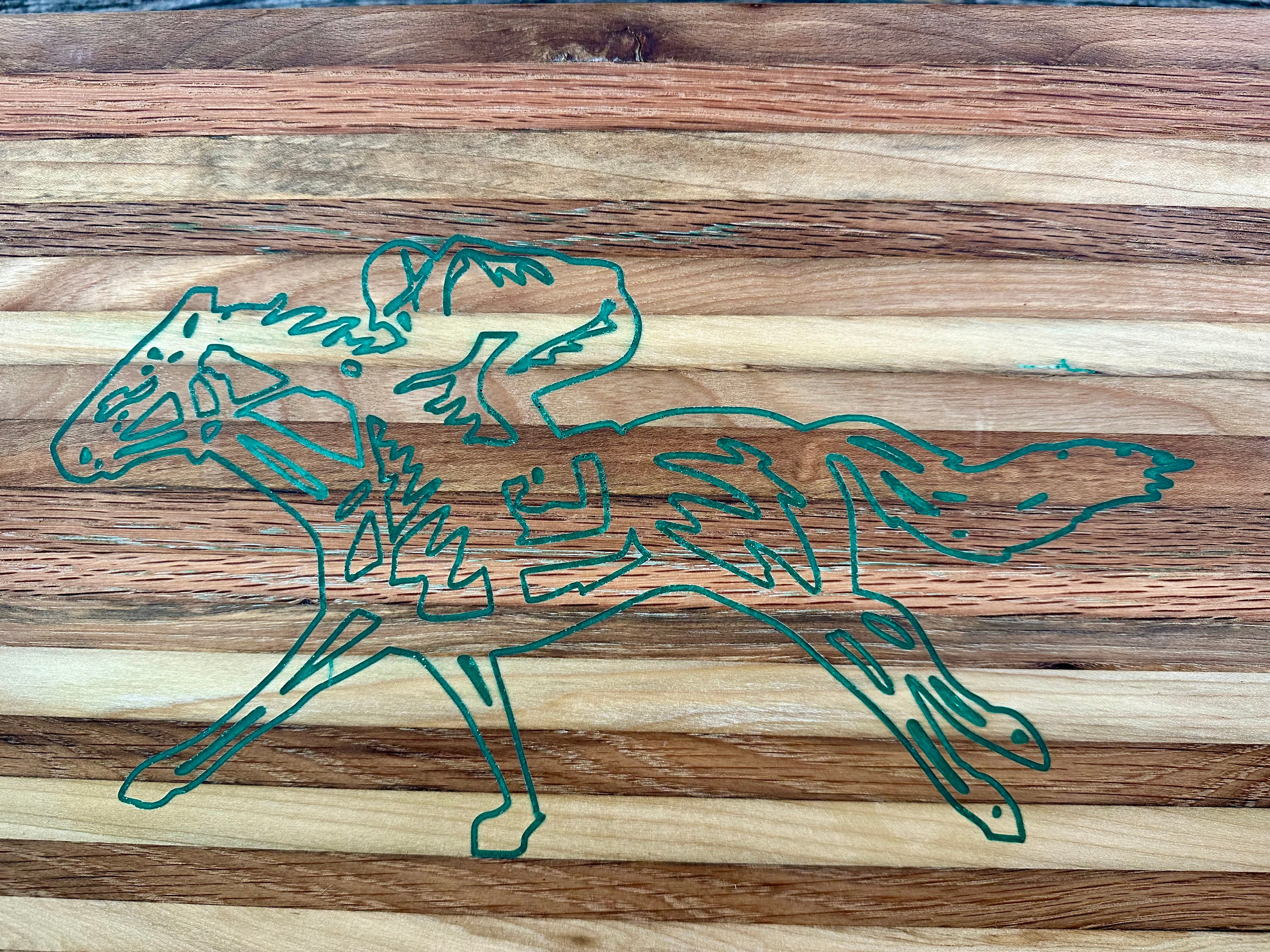 Handcrafted Tobacco Stick Tray with Inlaid Racehorse and Jockey Design