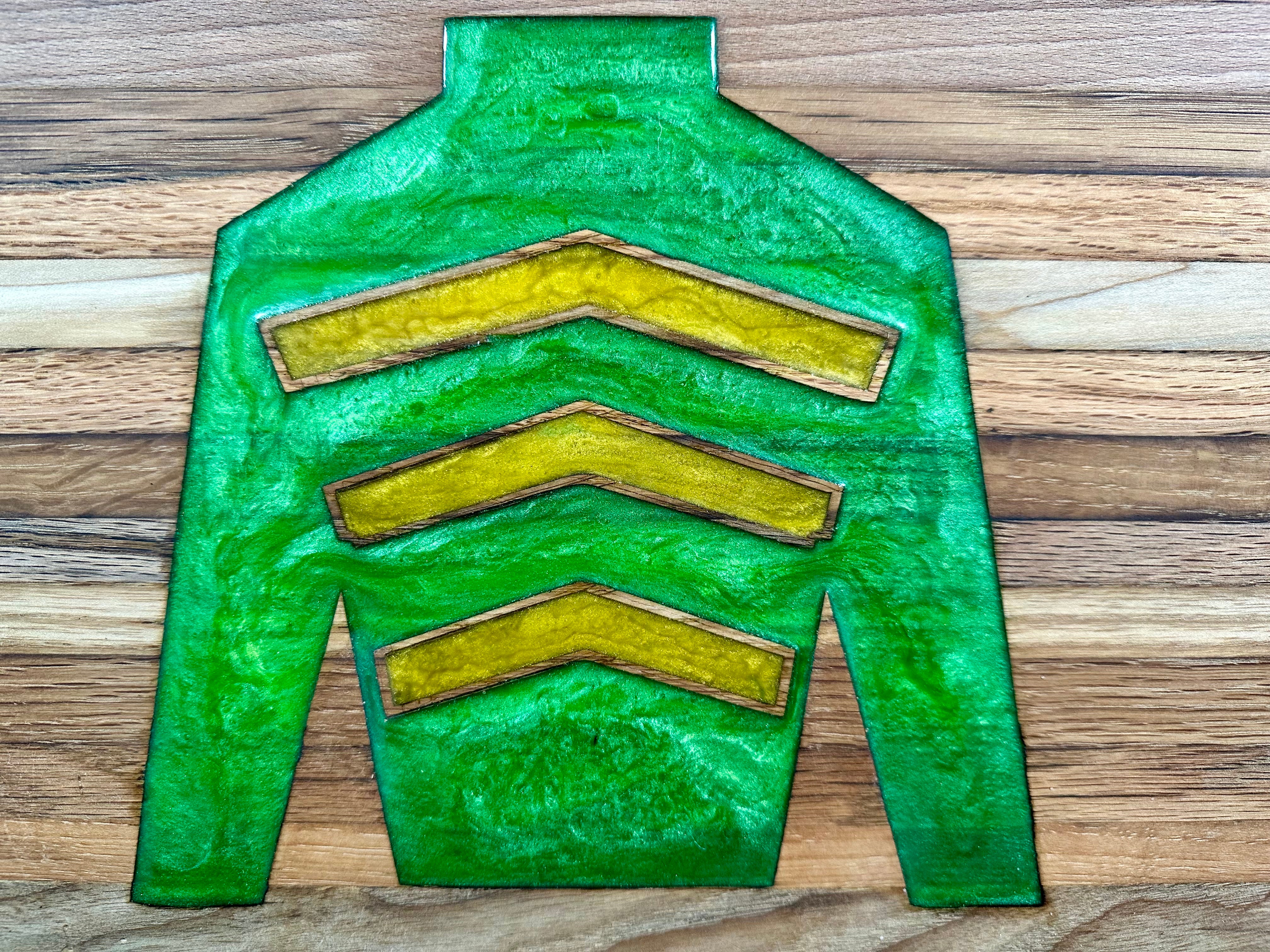 Handcrafted Tobacco Stick Cutting Board w/ Jockey Silk Inlay