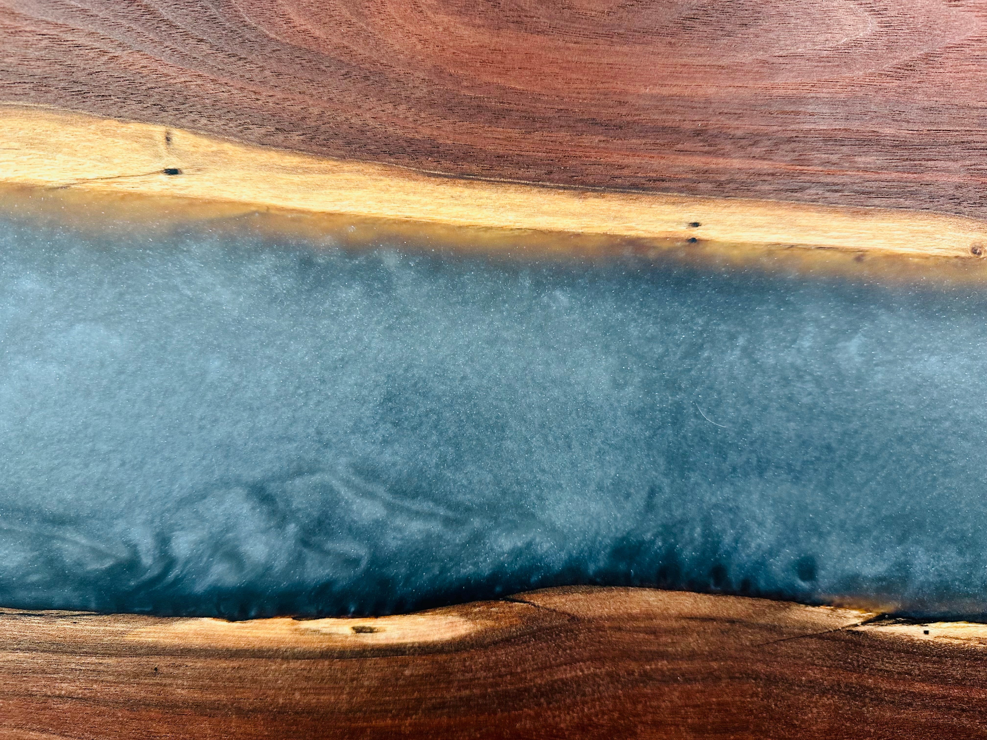 Handcrafted Black Walnut Charcuterie Board with Black and Silver Resin Center