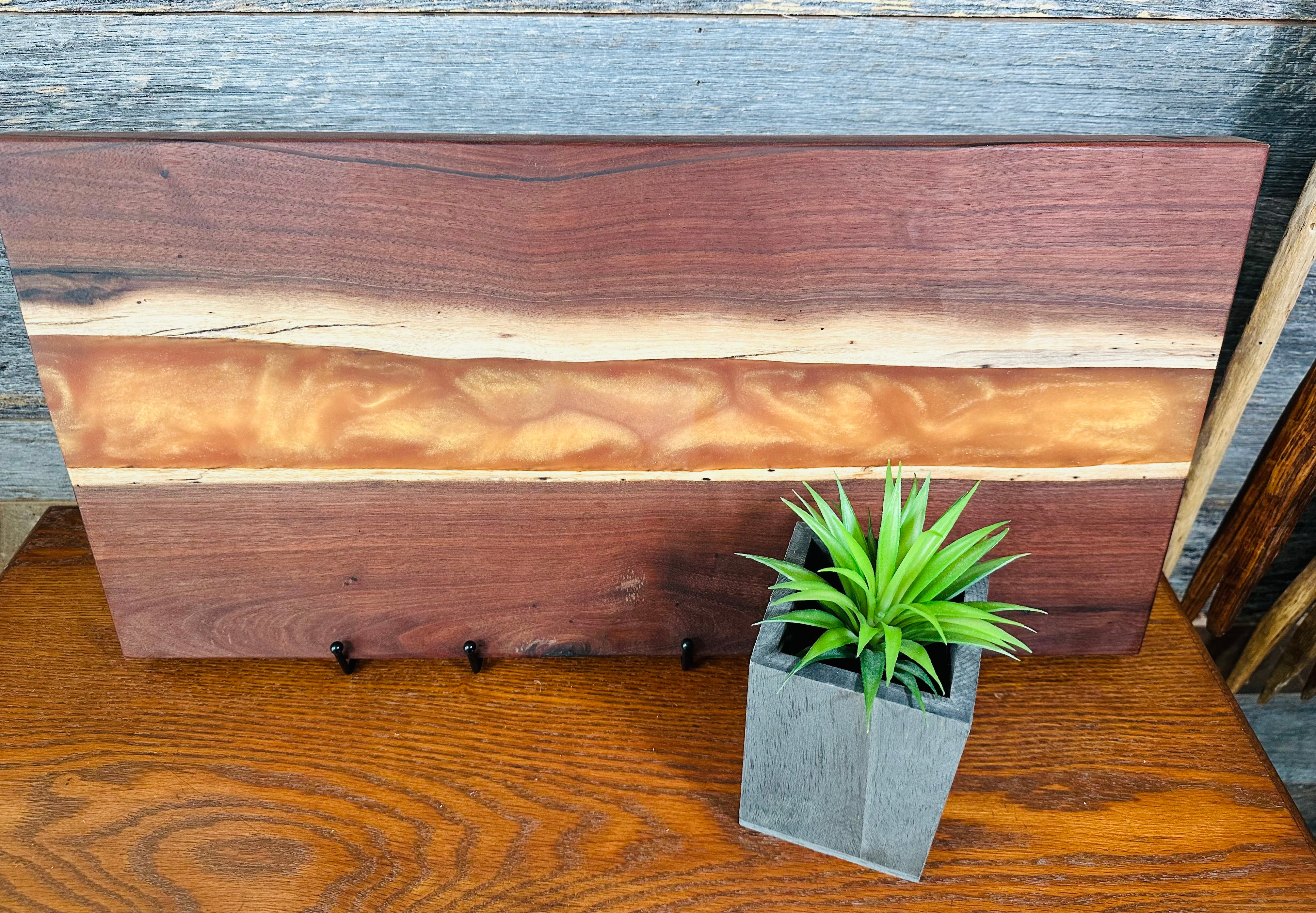Handcrafted Black Walnut Charcuterie Board with Gold Resin Center: A Touch of Gilded Elegance for Your Gatherings