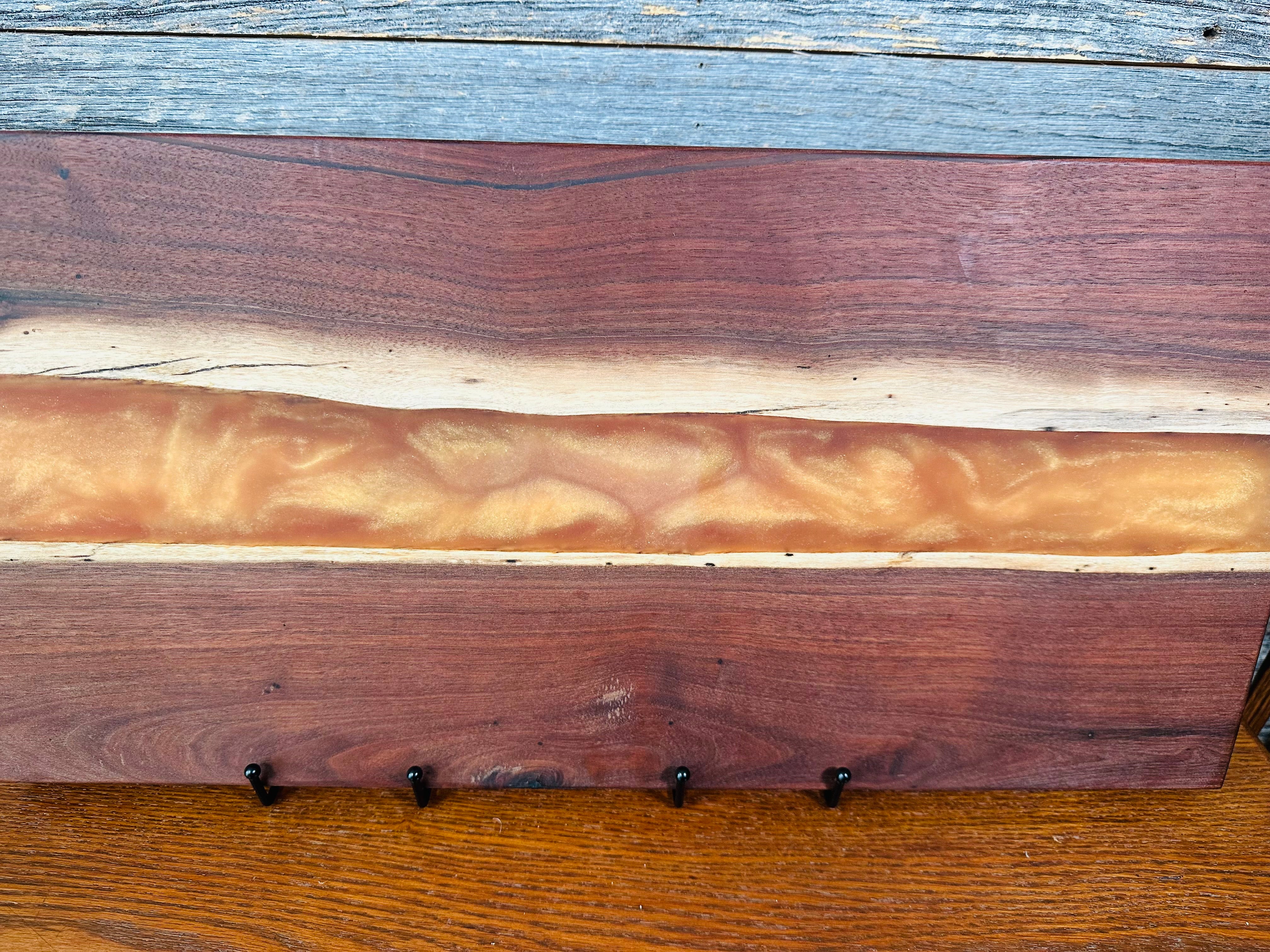 Handcrafted Black Walnut Charcuterie Board with Gold Resin Center: A Touch of Gilded Elegance for Your Gatherings