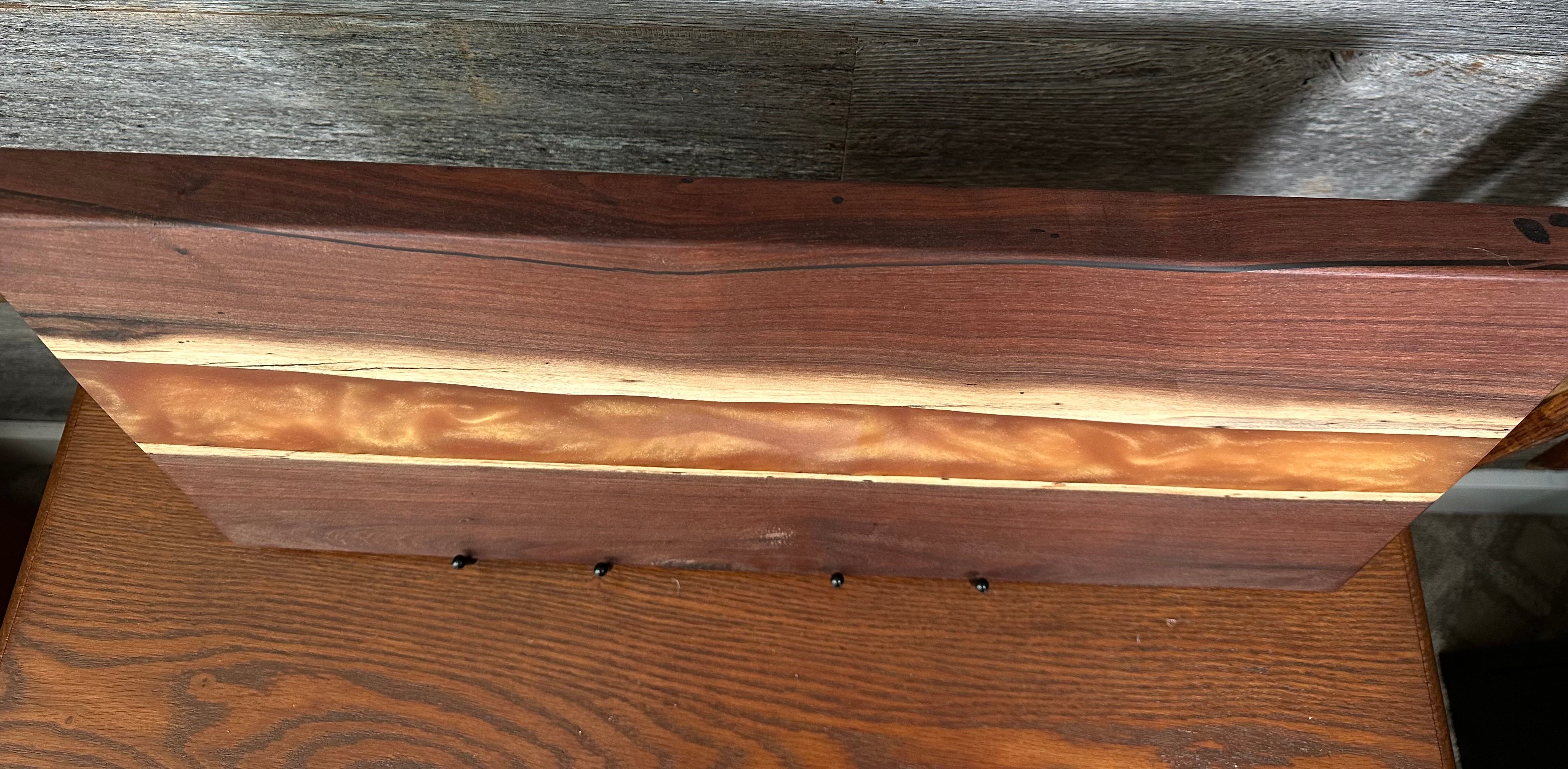 Handcrafted Black Walnut Charcuterie Board with Gold Resin Center: A Touch of Gilded Elegance for Your Gatherings