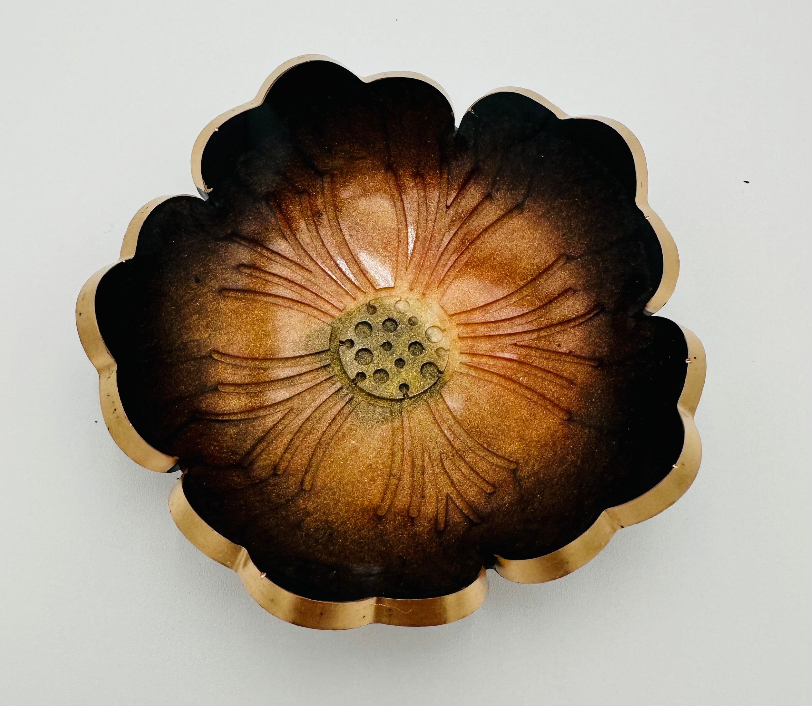 Small ResinFlower Bowl -Trimmed in Gold, Bronze, or Silver