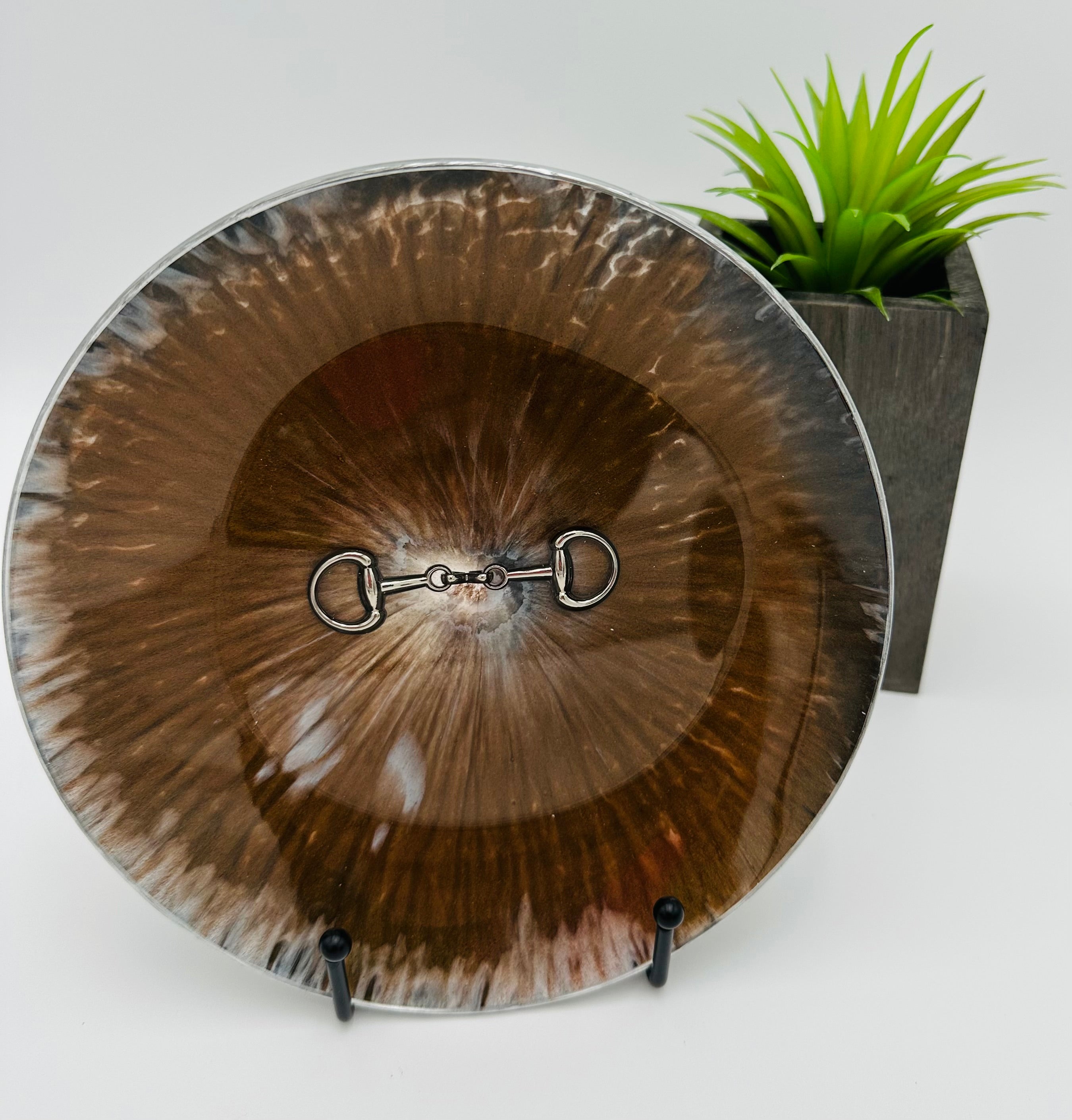 Handcrafted Resin Art Bowl - Featuring Equestrian Themed Inlays -Large