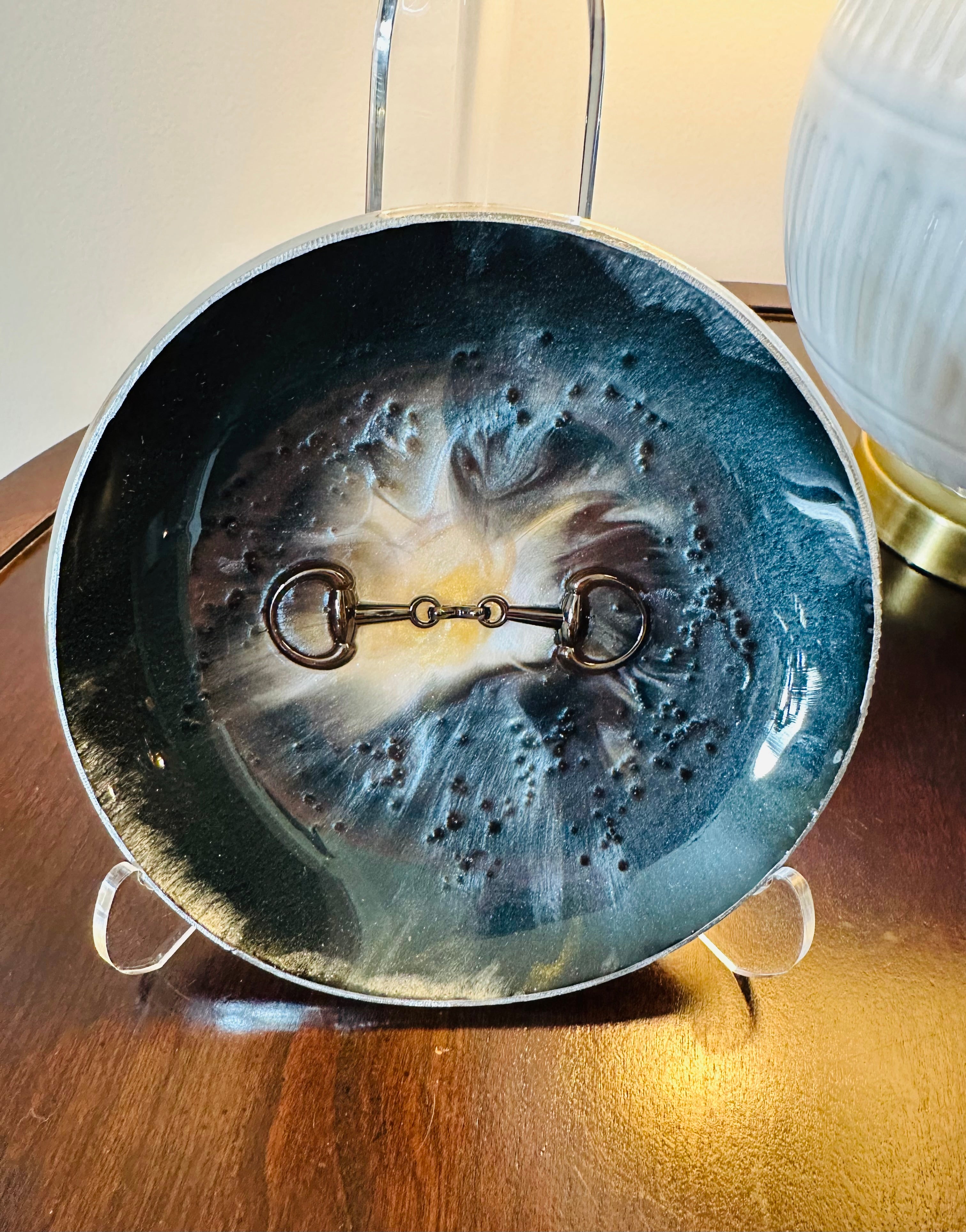 Handcrafted Resin Art Bowl - Featuring Equestrian Themed Inlays - Medium