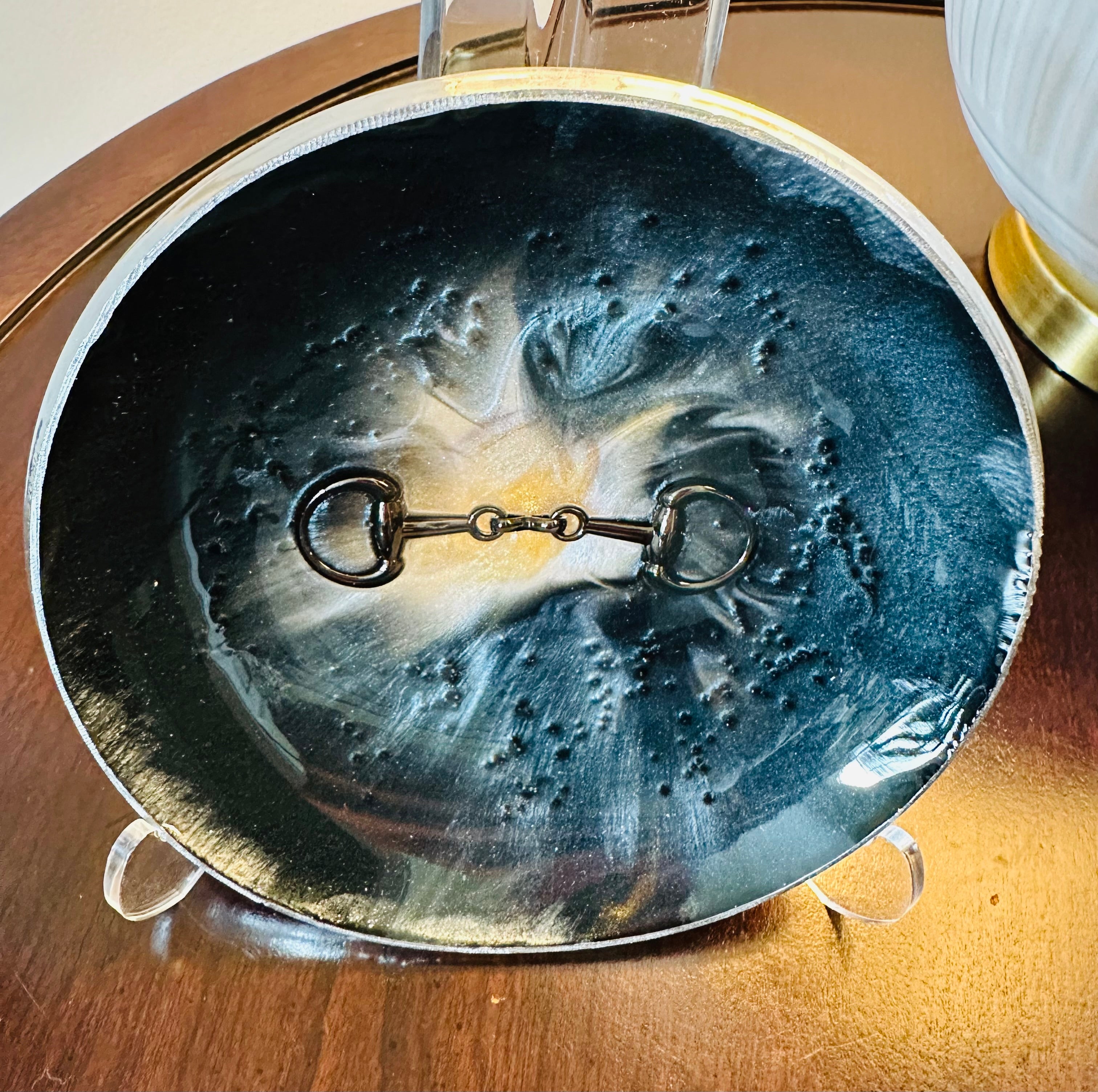 Handcrafted Resin Art Bowl - Featuring Equestrian Themed Inlays - Medium