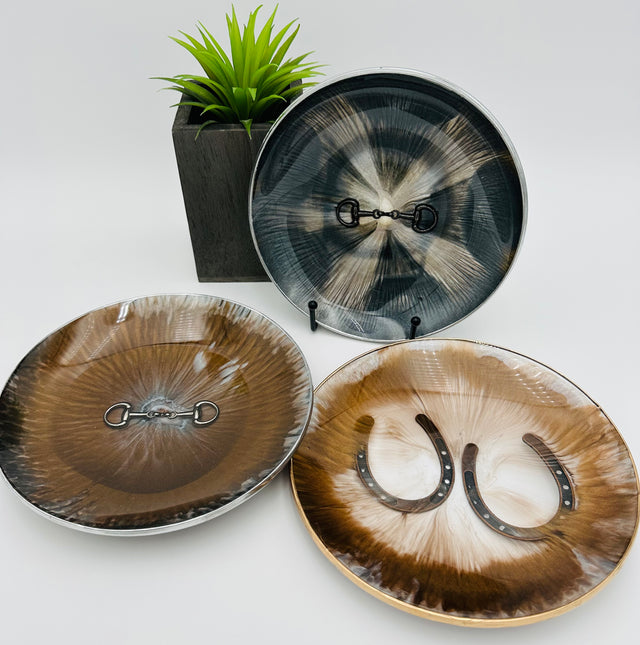 Handcrafted Resin Art Bowl - Featuring Equestrian Themed Inlays -Large