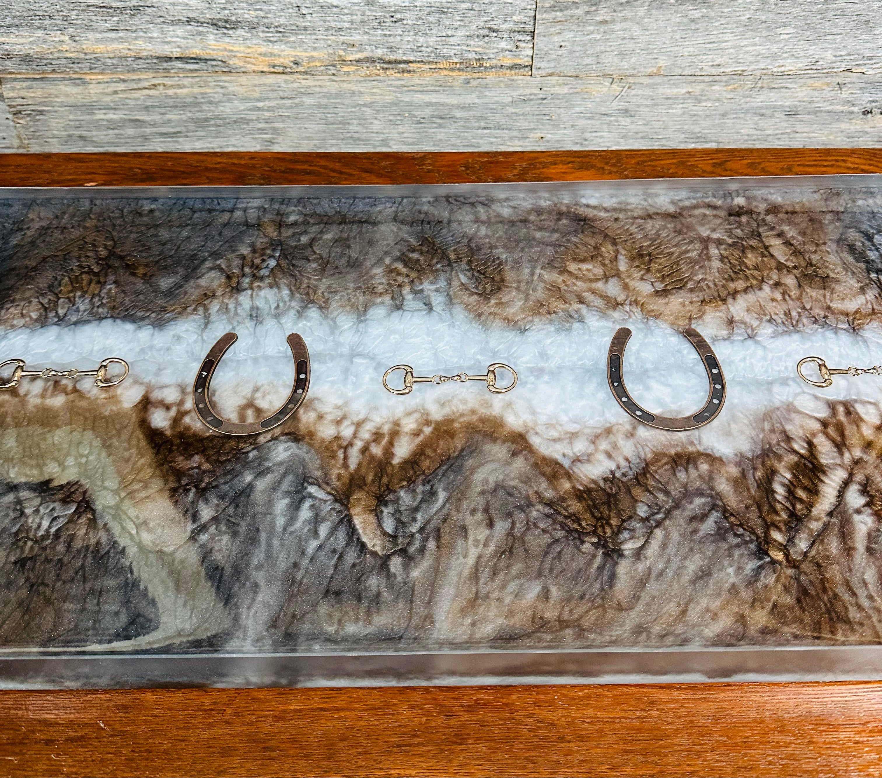 Handcrafted Equestrian Themed Resin tray with Handles