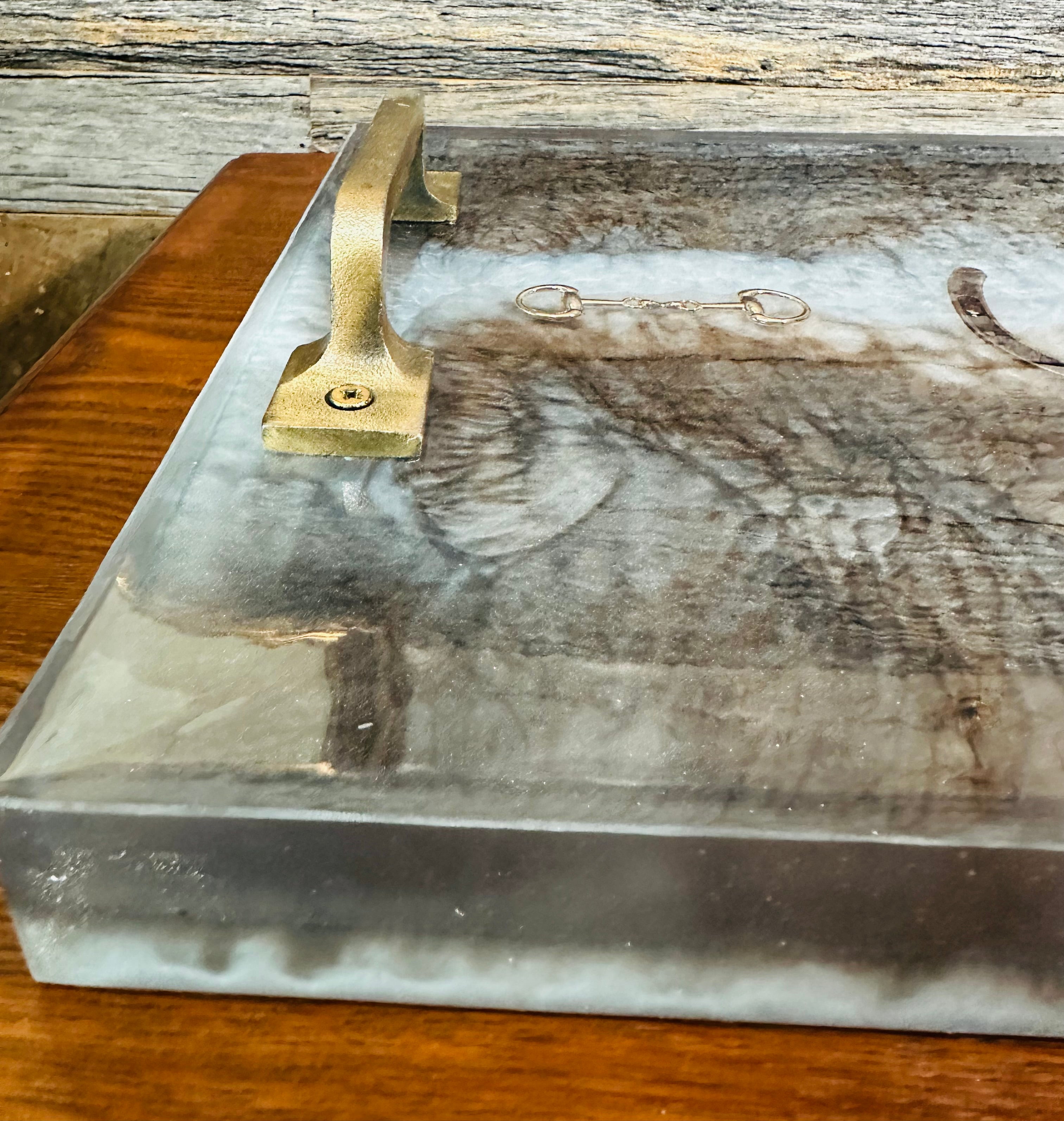 Handcrafted Equestrian Themed Resin tray with Handles