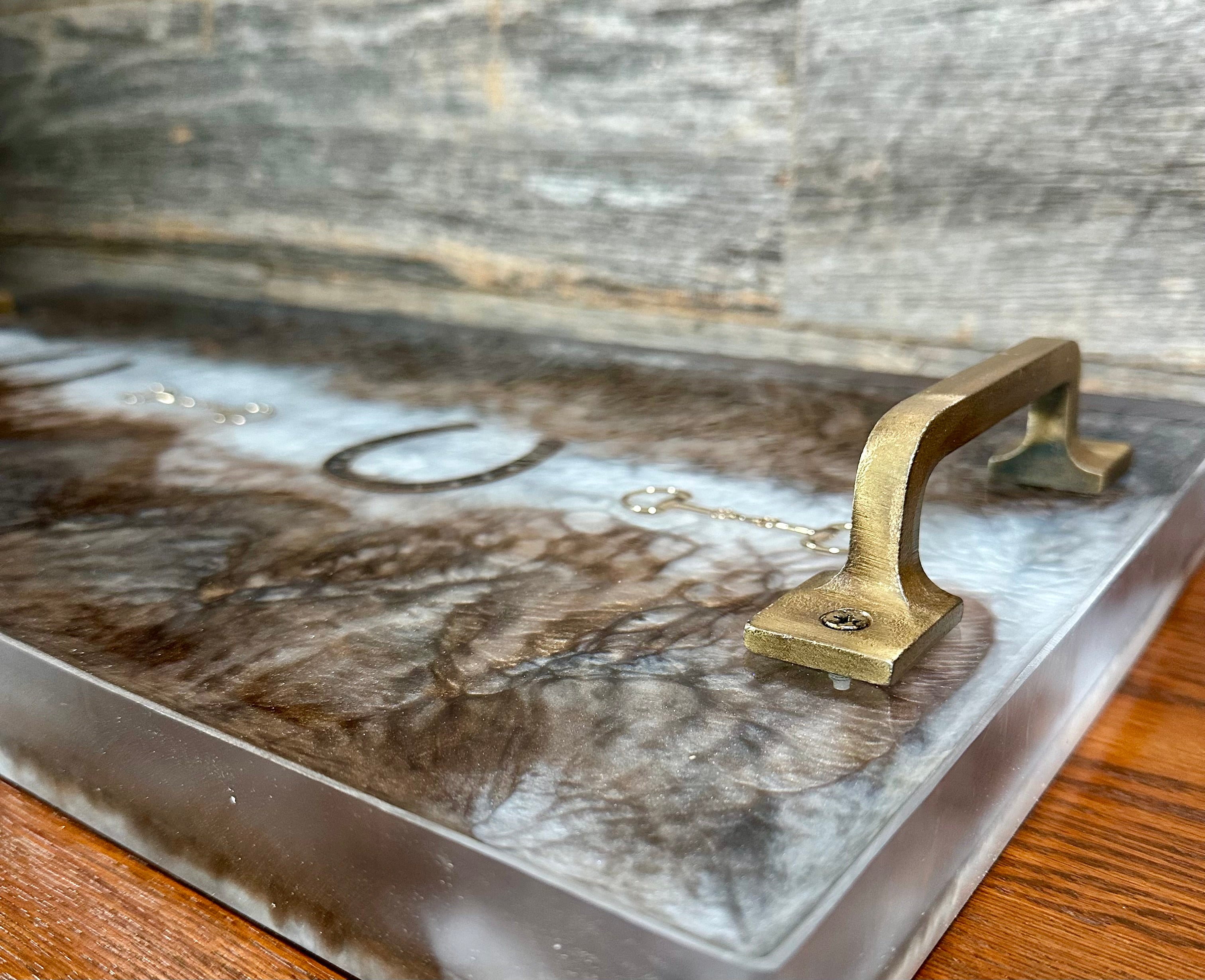 Handcrafted Equestrian Themed Resin tray with Handles