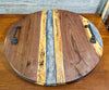 Handcrafted Black Walnut and Mother of Pearl Resin Serving Tray