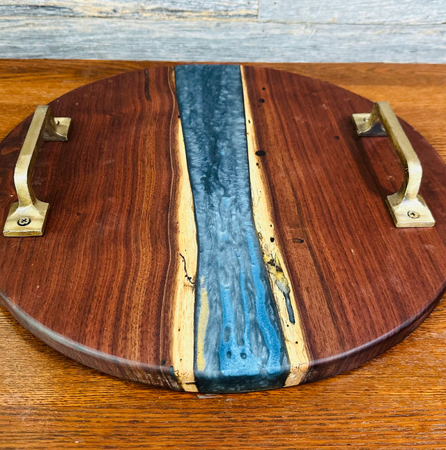 Handcrafted Black Walnut and Resin Serving Tray