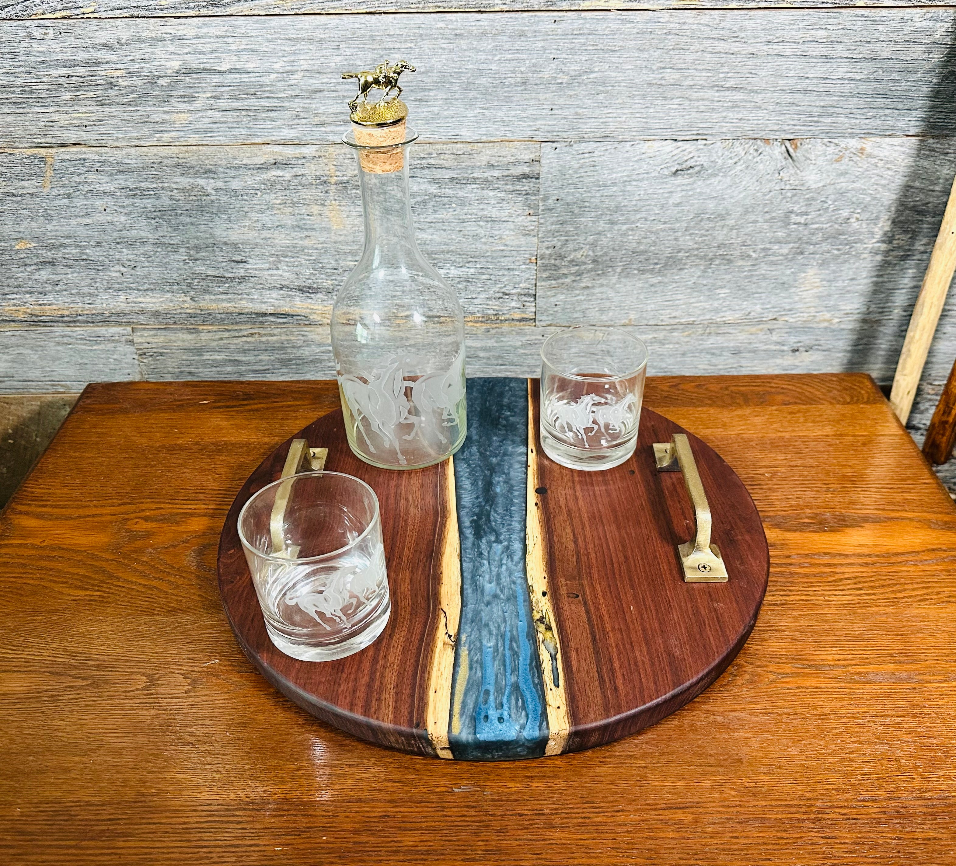 Handcrafted Black Walnut and Resin Serving Tray