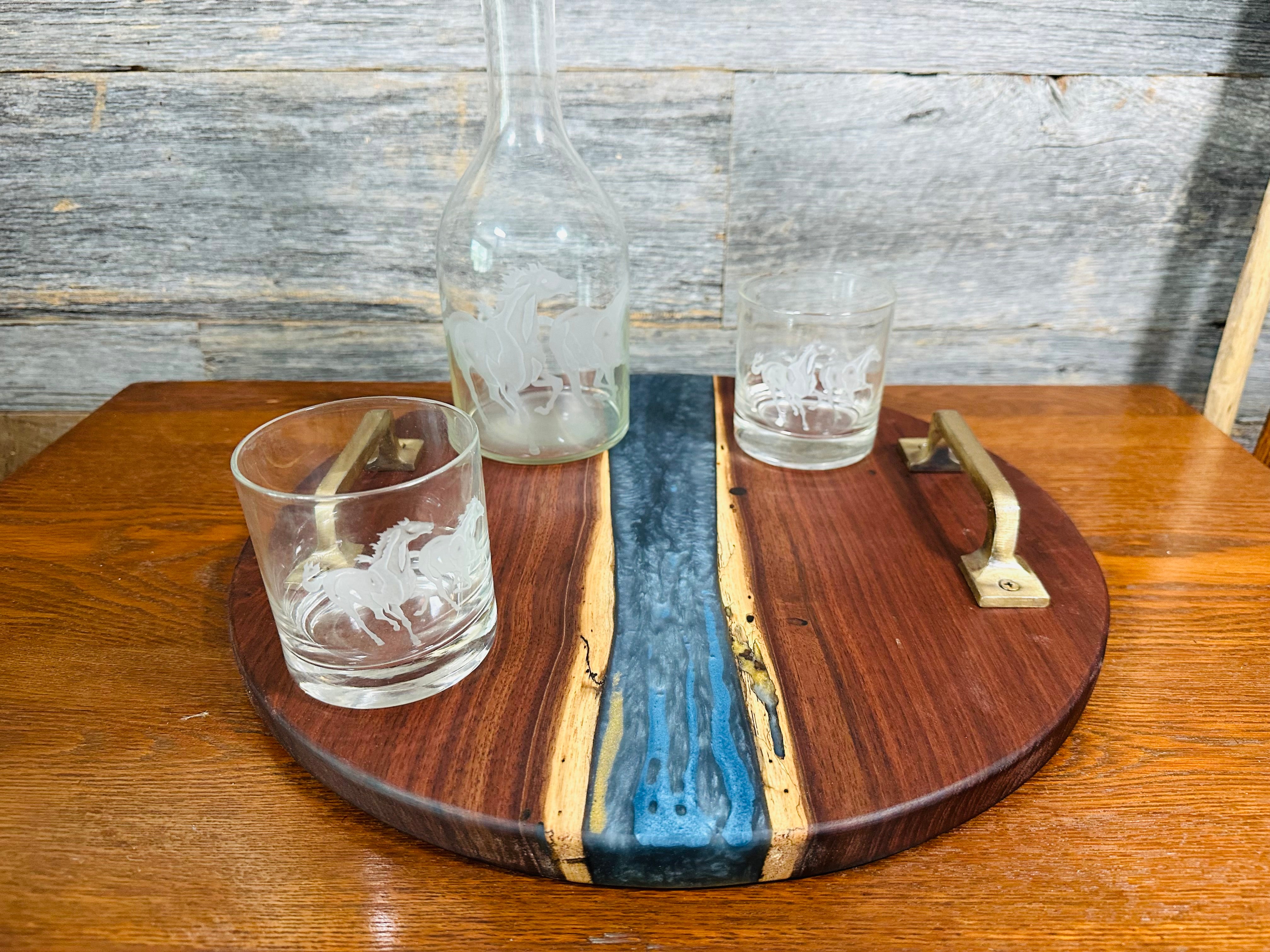 Handcrafted Black Walnut and Resin Serving Tray