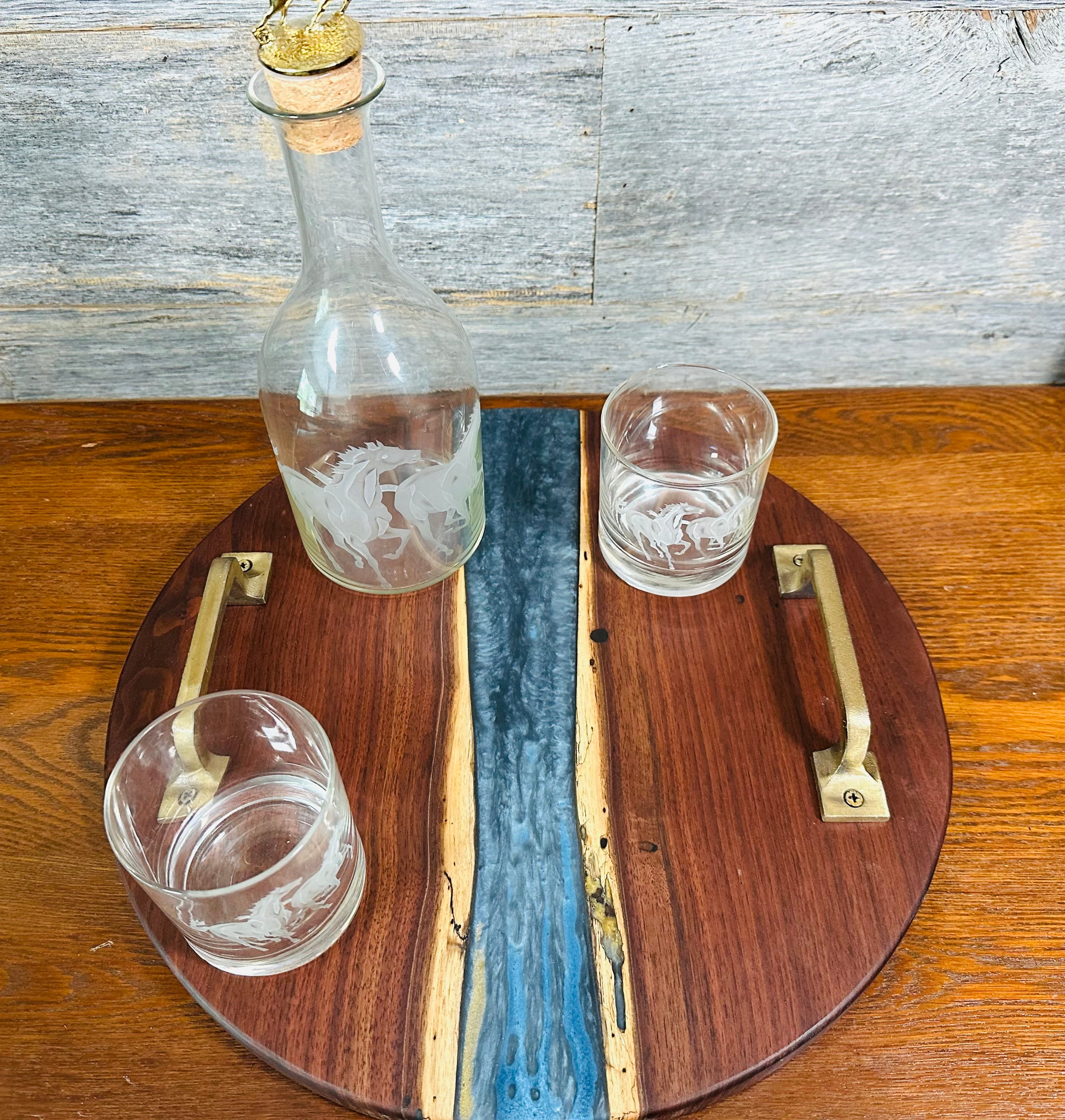 Handcrafted Black Walnut and Resin Serving Tray