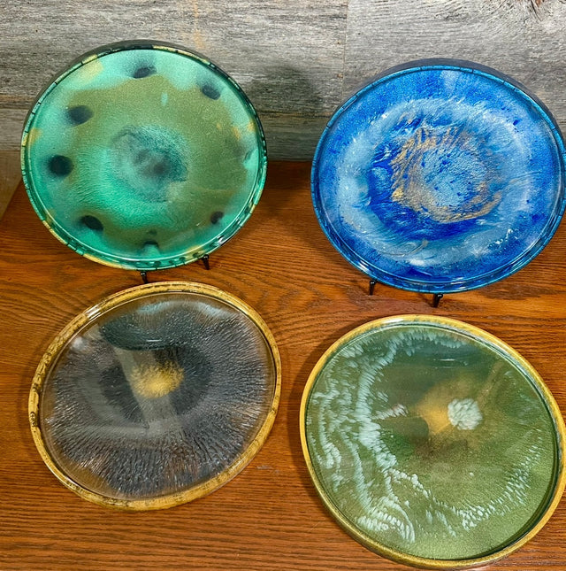 Handcrafted Round Resin Decorative Trays