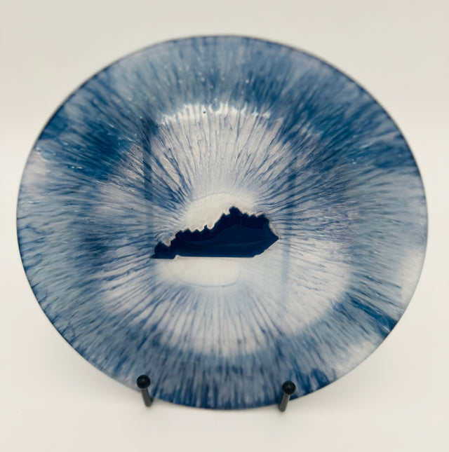 Handcrafted Kentucky Blue Resin Large Bowls with White Kentucky resin Inlay