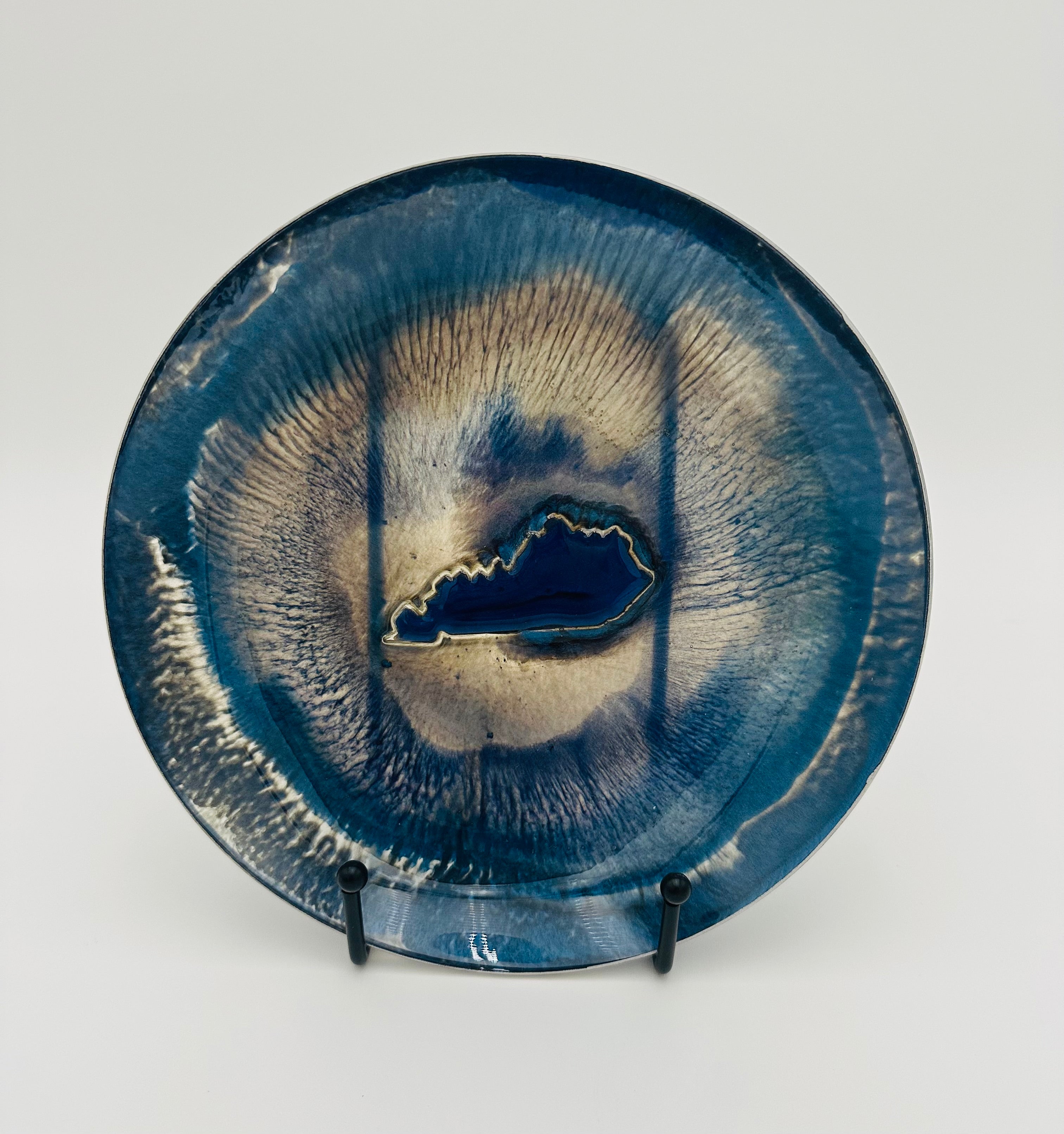 Handcrafted Kentucky Blue Resin Large Bowls with White Kentucky resin Inlay