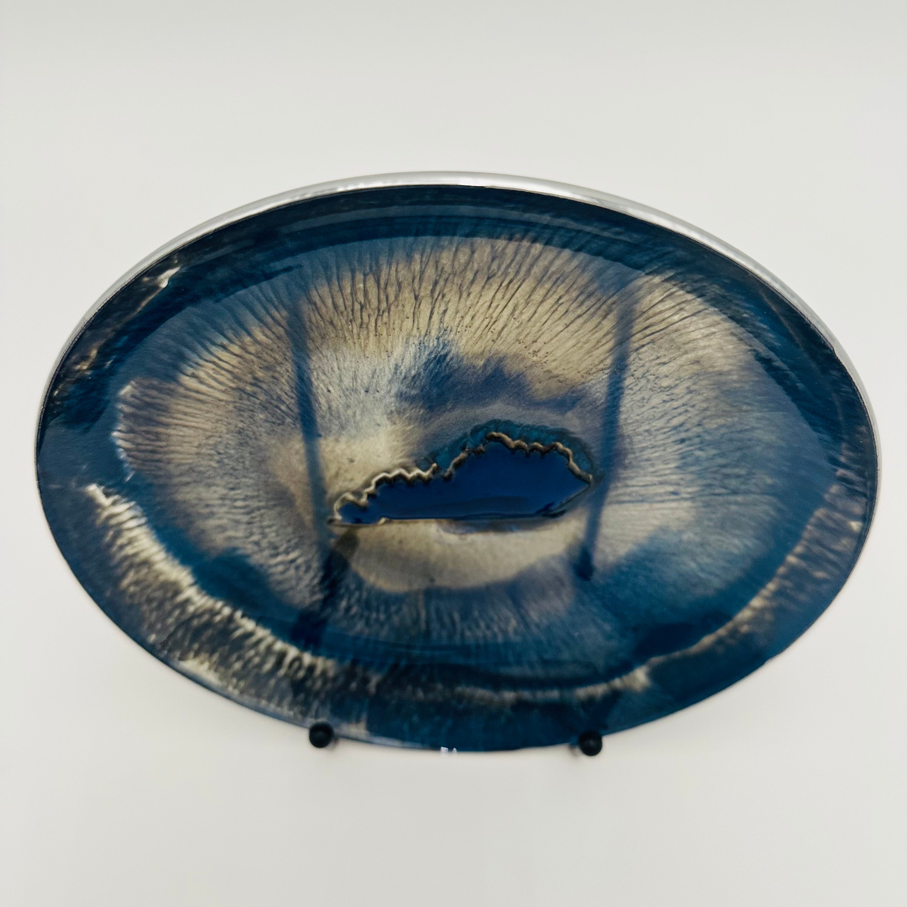 Handcrafted Kentucky Blue Resin Large Bowls with White Kentucky resin Inlay
