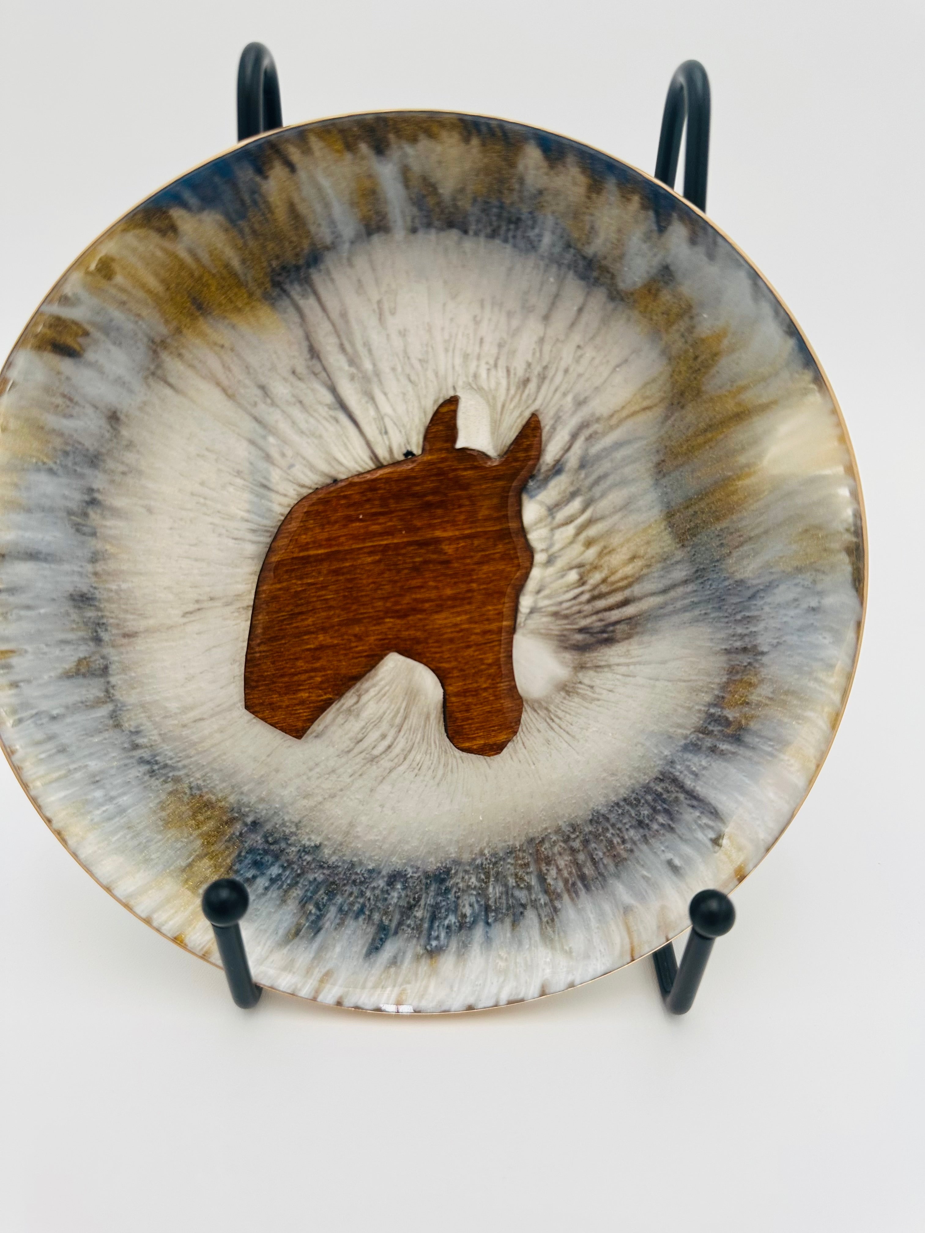 Handcrafted Resin Art Bowl - Featuring Equestrian Themed Inlays - Medium