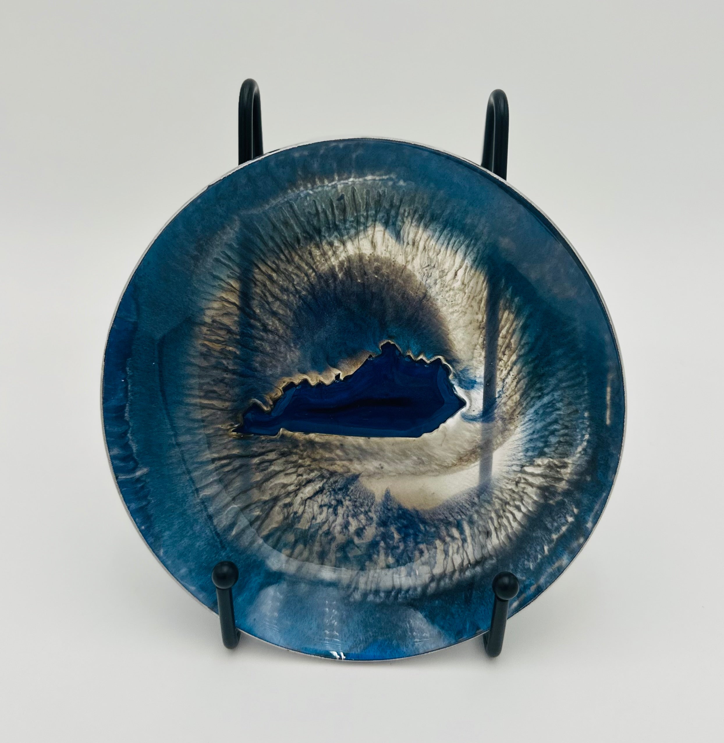 Handcrafted Kentucky Blue Resin medium Bowls with White Kentucky resin Inlay