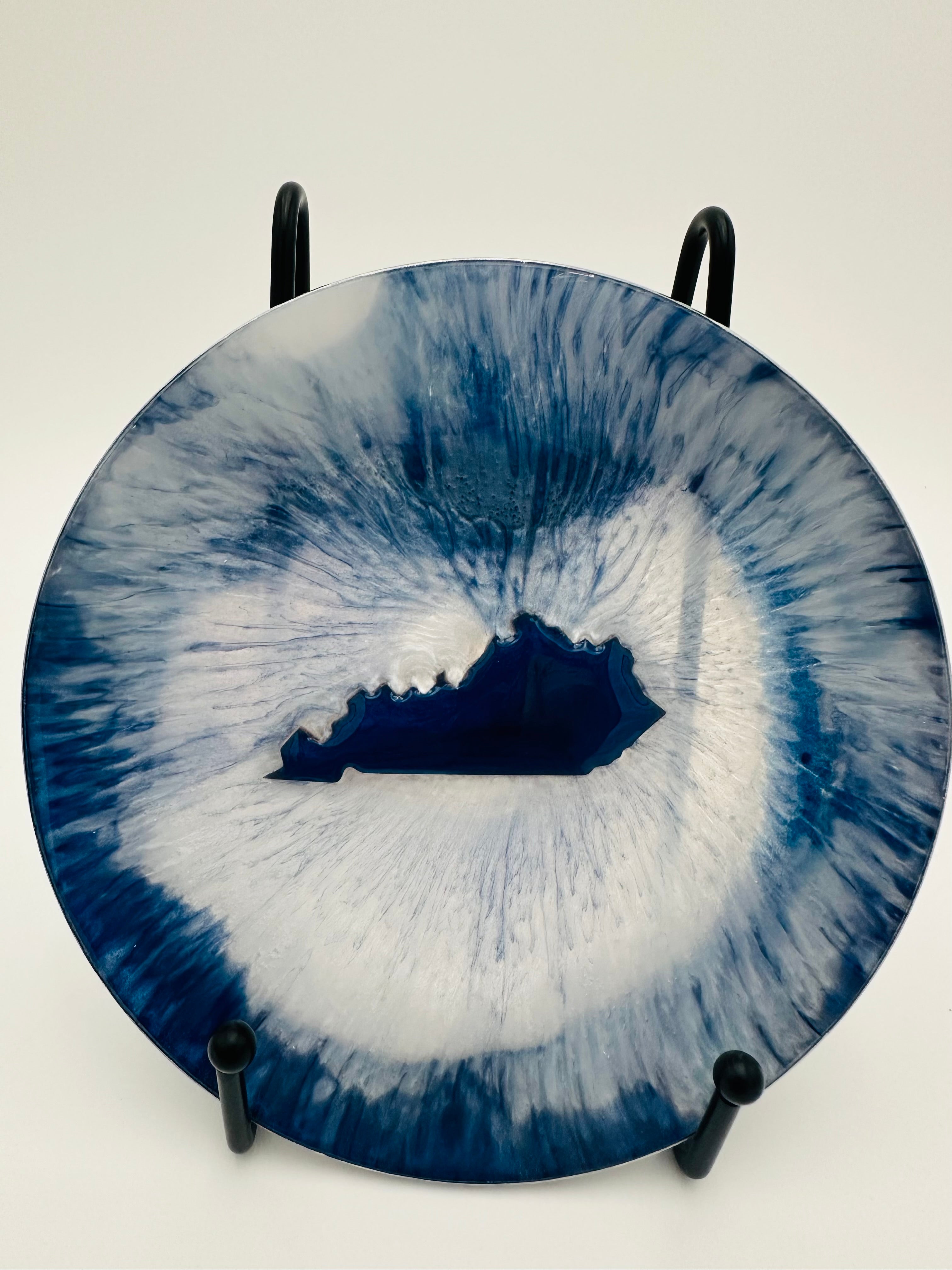 Handcrafted Kentucky Blue Resin medium Bowls with White Kentucky resin Inlay