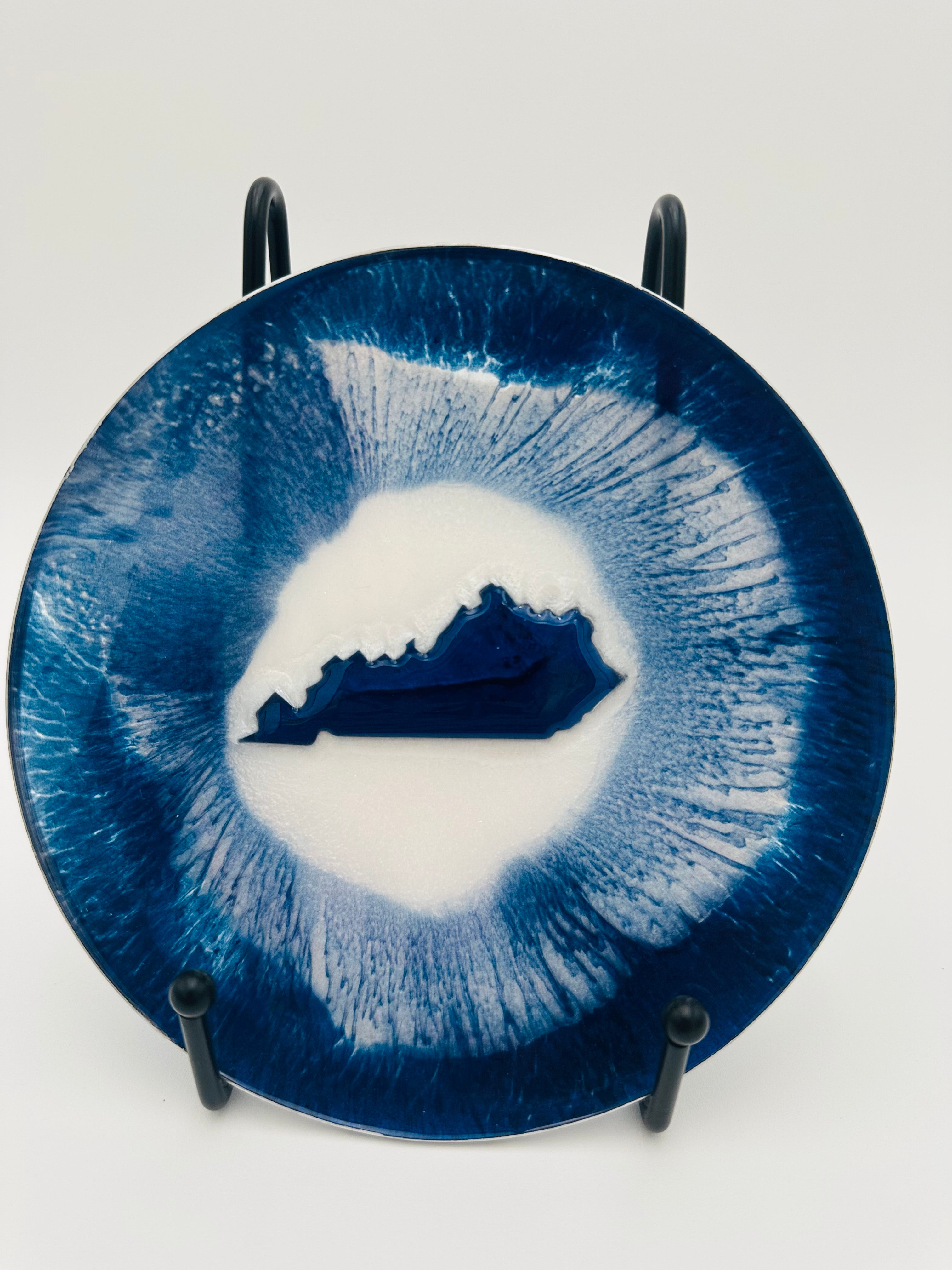 Handcrafted Kentucky Blue Resin medium Bowls with White Kentucky resin Inlay