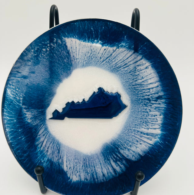 Handcrafted Kentucky Blue Resin medium Bowls with White Kentucky resin Inlay