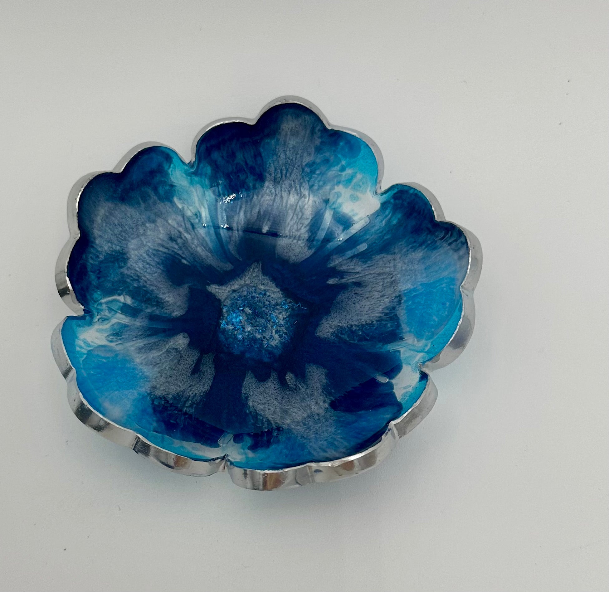 Small ResinFlower Bowl -Trimmed in Gold, Bronze, or Silver