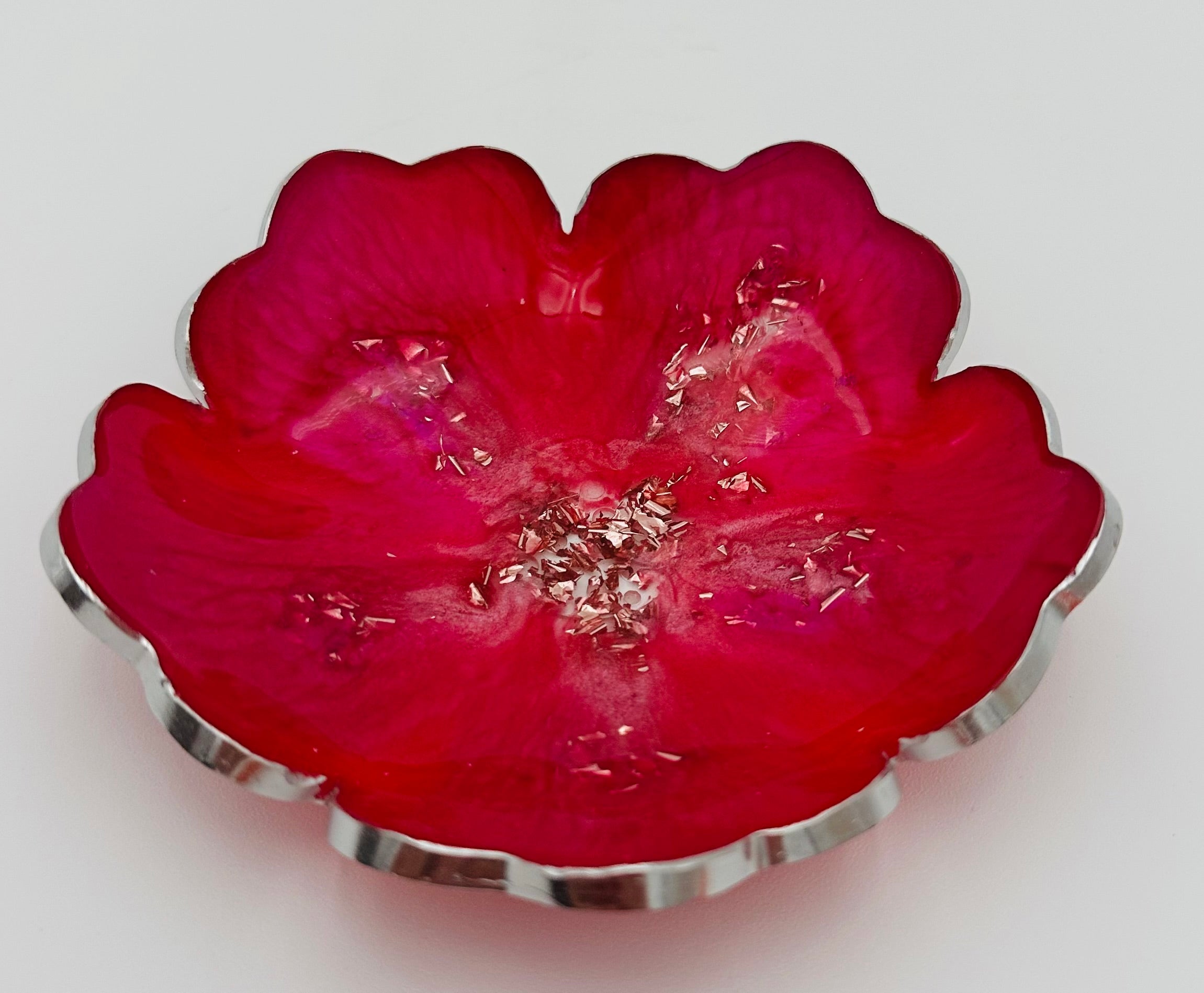 Small ResinFlower Bowl -Trimmed in Gold, Bronze, or Silver