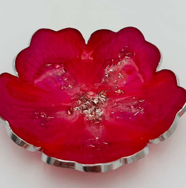 Small Resin Flower Bowl -Trimmed in Gold, Bronze, or Silver
