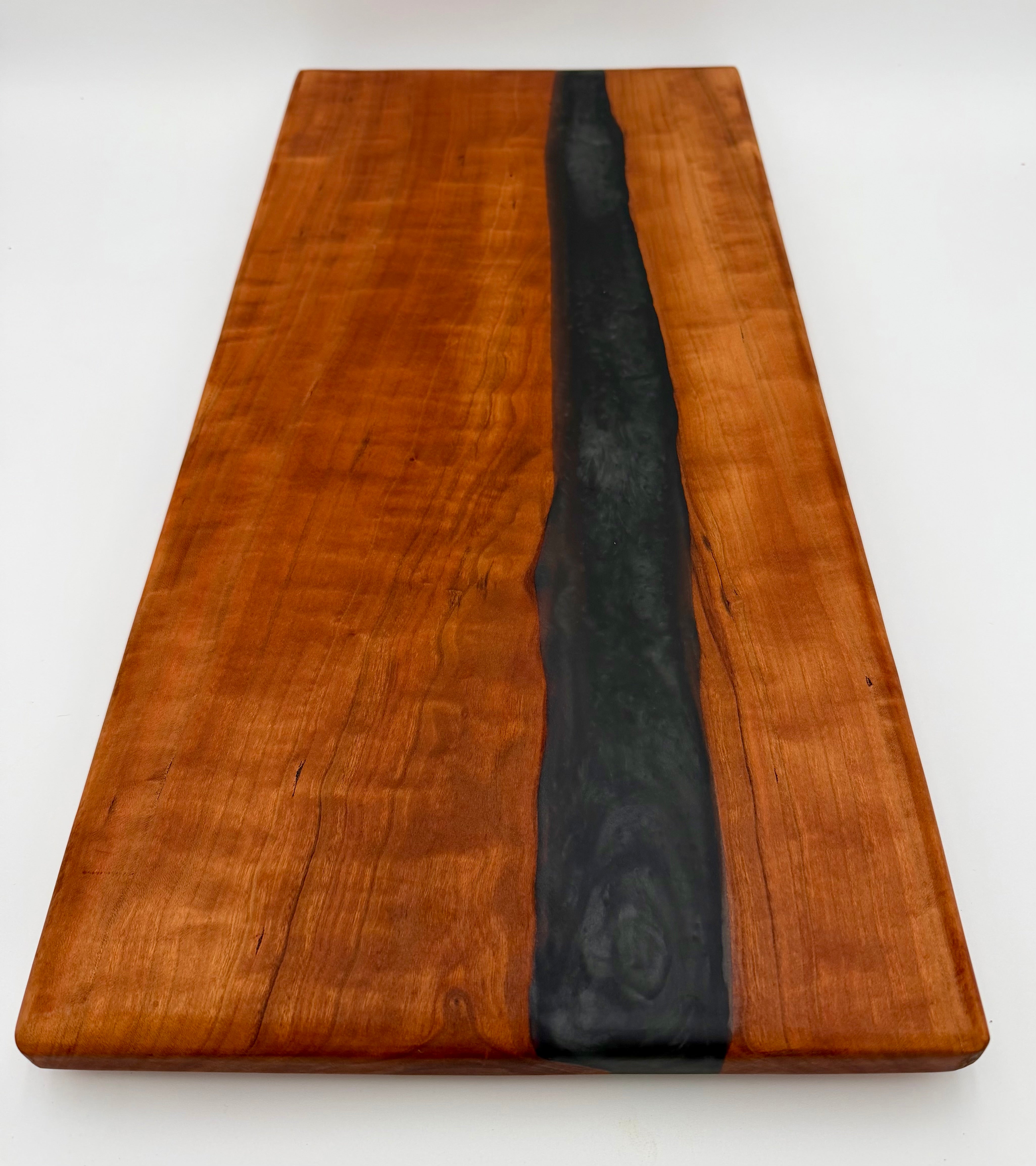 Handcrafted Live Edge Cherry with Epoxy River (Black) Board