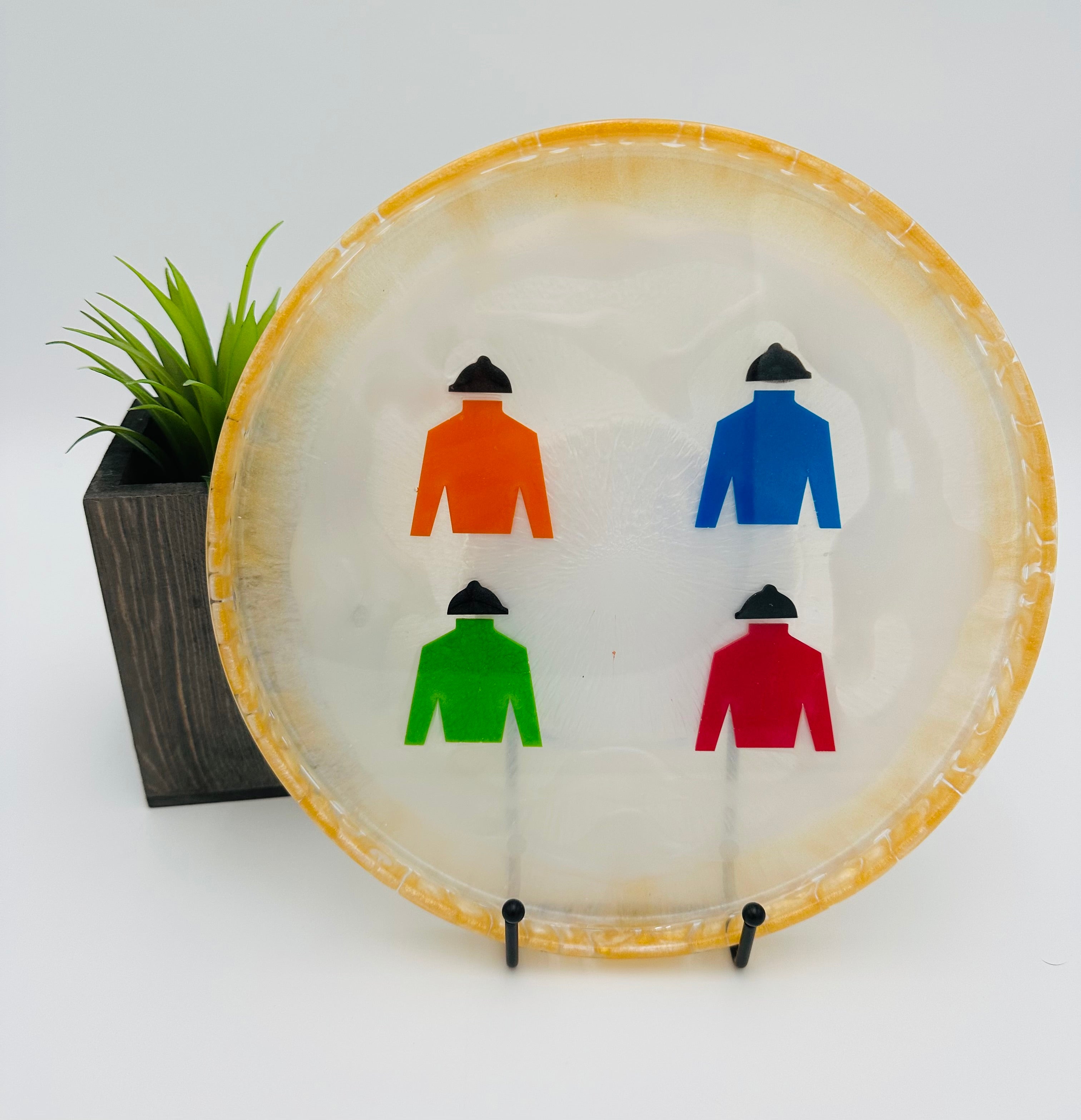 Handcrafted Equine Themed Round Resin Decorative Trays