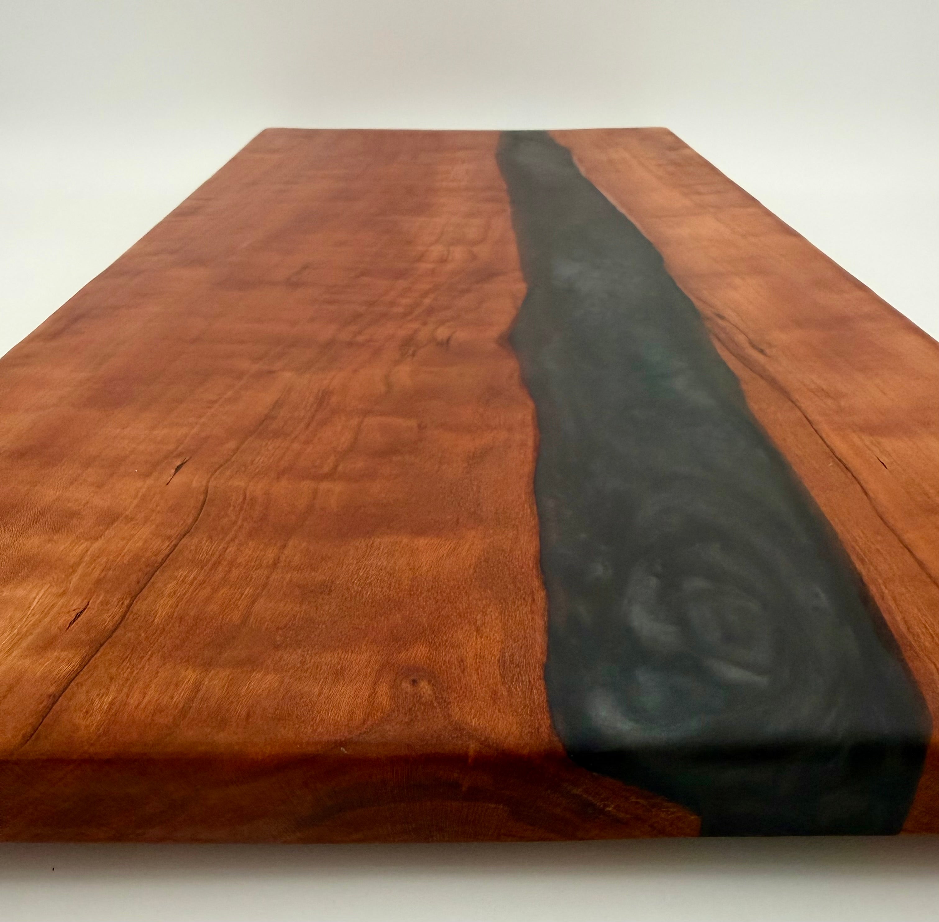 Handcrafted Live Edge Cherry with Epoxy River (Black) Board