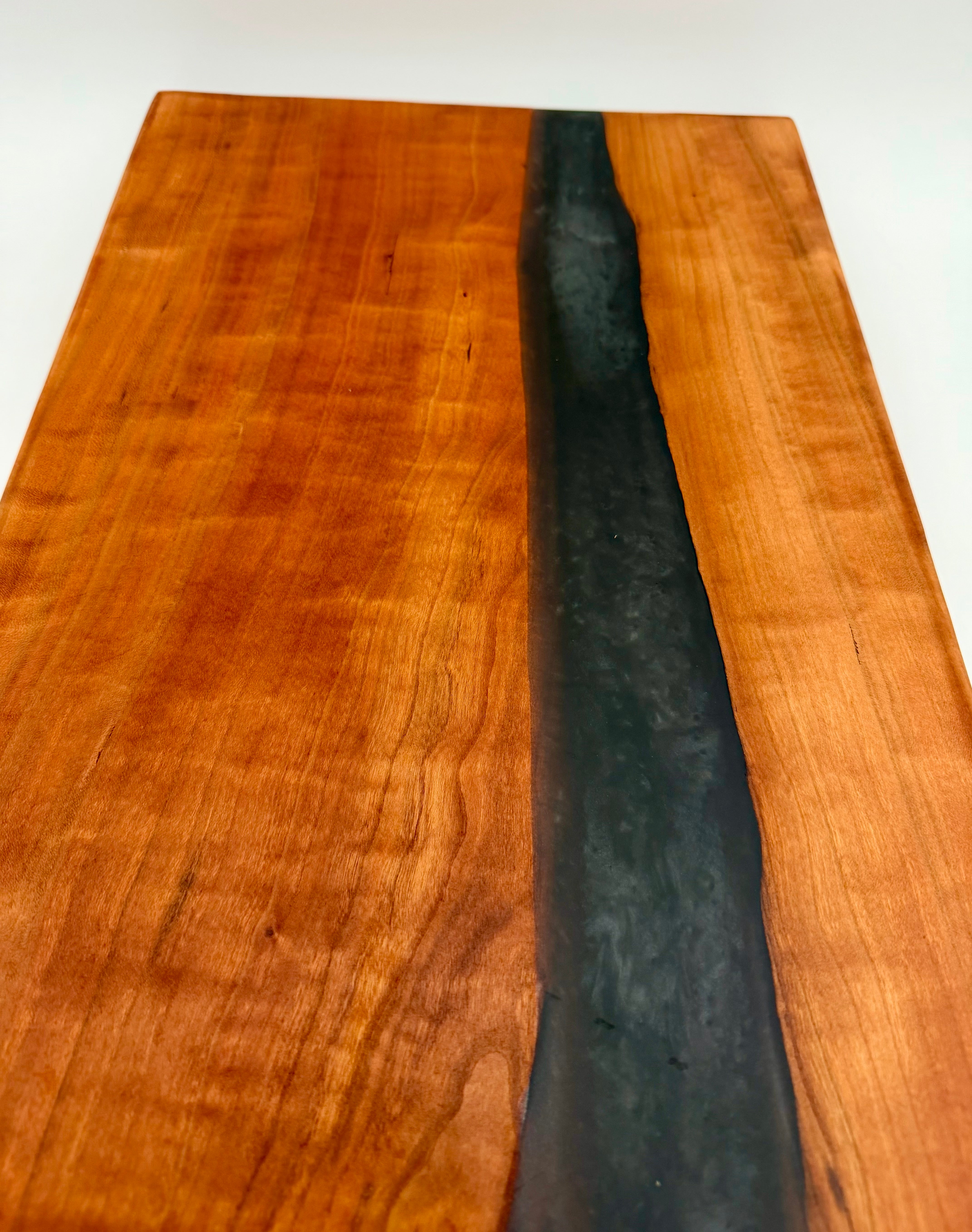 Handcrafted Live Edge Cherry with Epoxy River (Black) Board