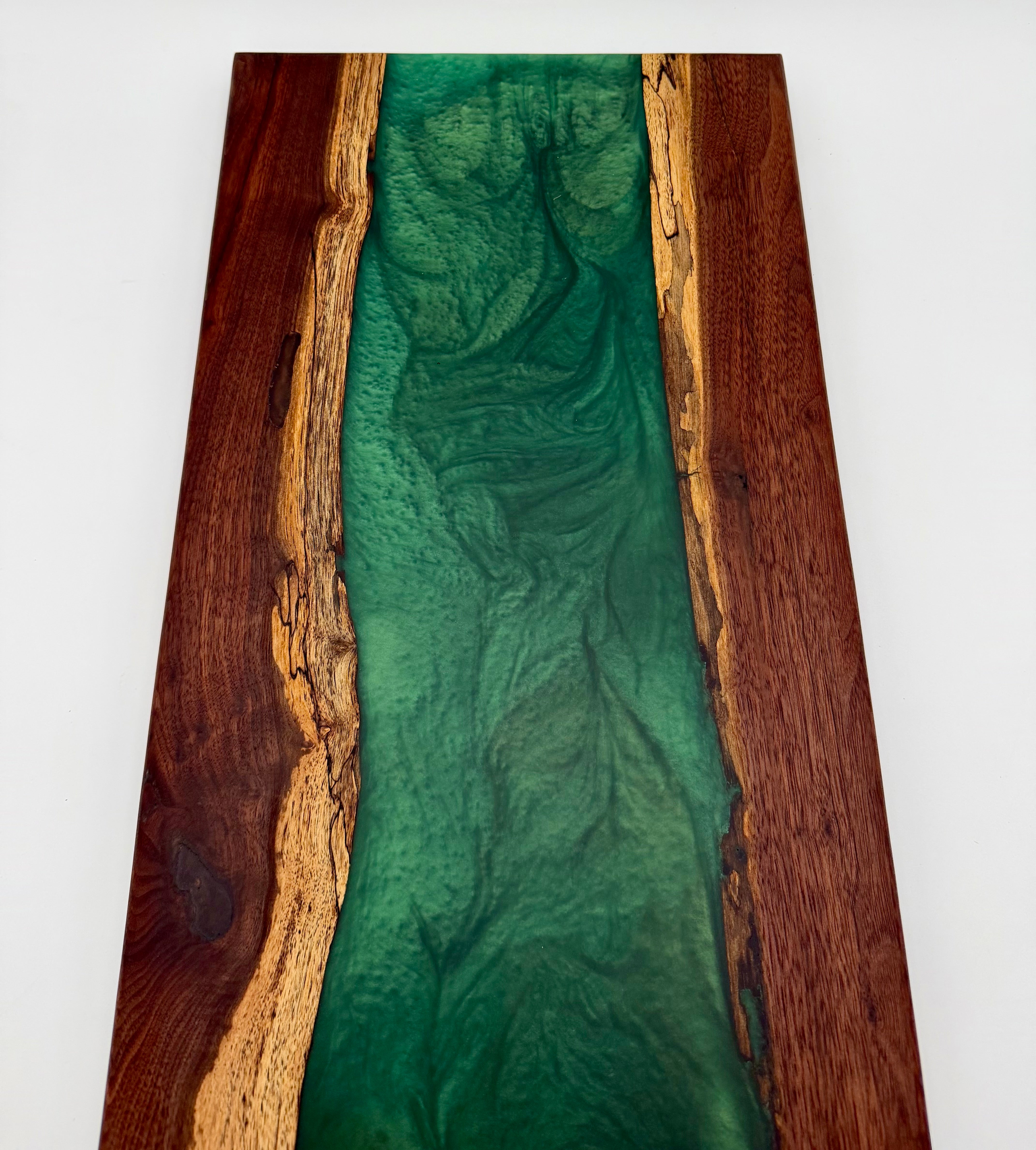 Emerald Green Metallic & Black Walnut Epoxy River Board