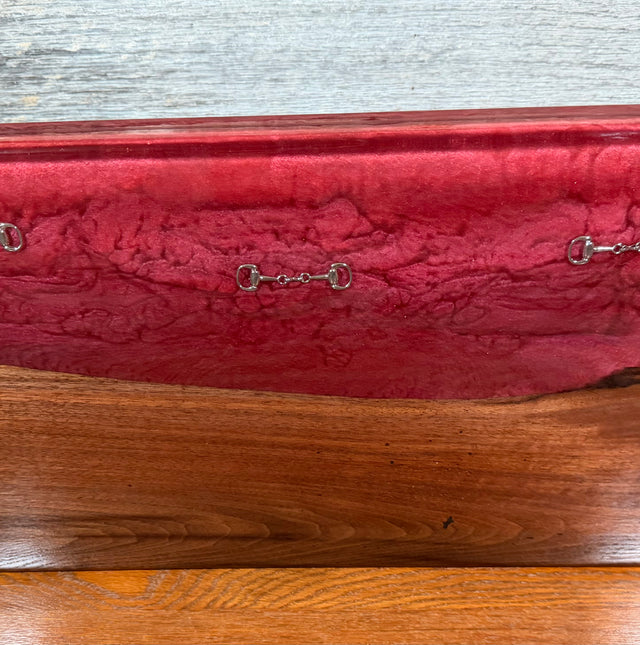 Handcrafted Metallic Rose Red Epoxy & Walnut Bridle Bit Charcuterie Board