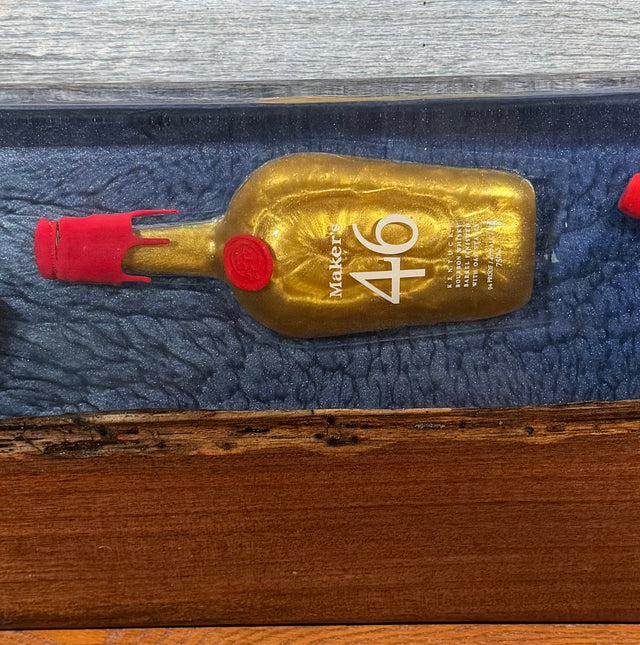 Handcrafted Maker's Mark Bourbon Bottle Epoxy Charcuterie Board