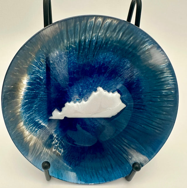 Handcrafted Kentucky Blue Resin medium Bowls with White Kentucky resin Inlay