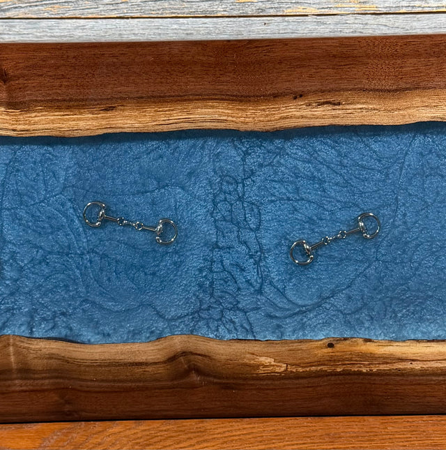 Handcrafted Equestrian Soft Blue Resin Live Edge Charcuterie Board