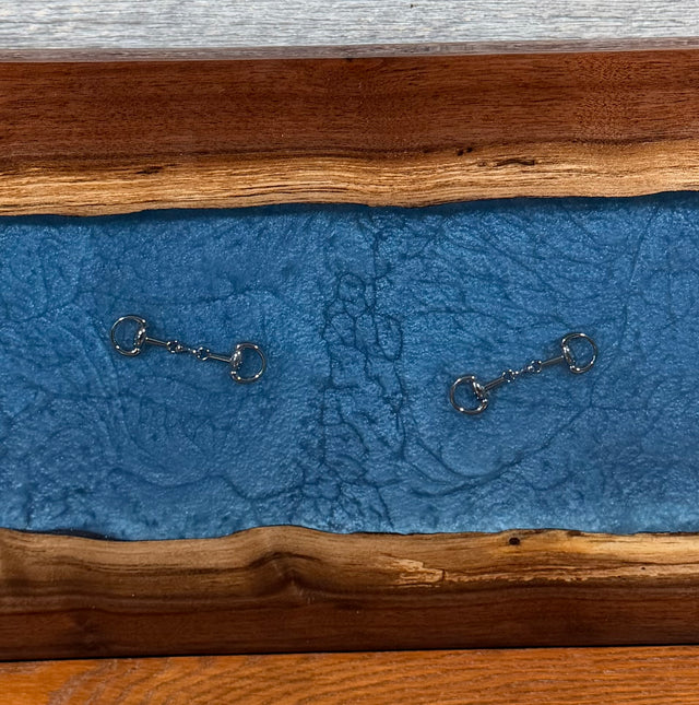 Handcrafted Equestrian Soft Blue Resin Live Edge Charcuterie Board