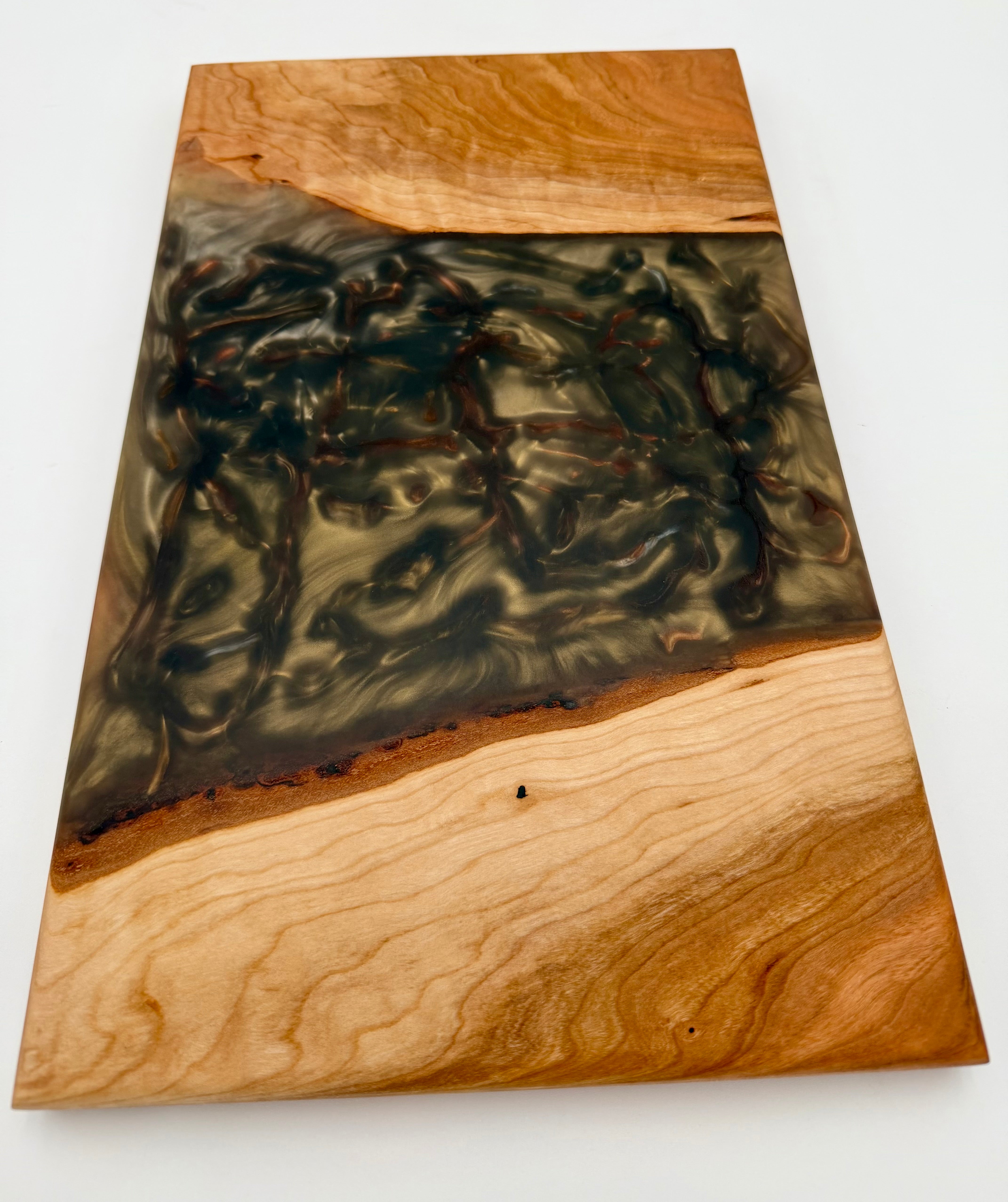 Handcrafted Cherry & Smoky Swirl Live Edge Charcuterie Board