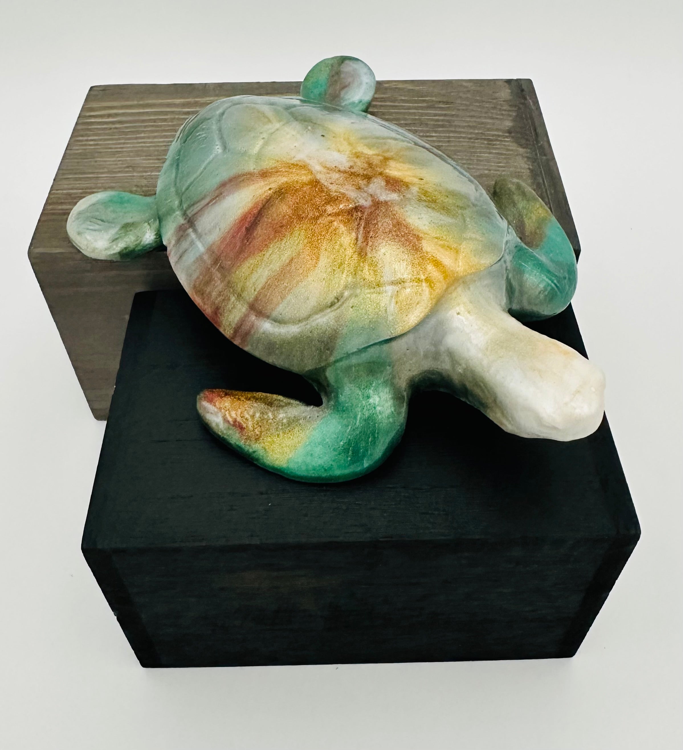 Hand-Poured Resin Art Turtle Sculpture