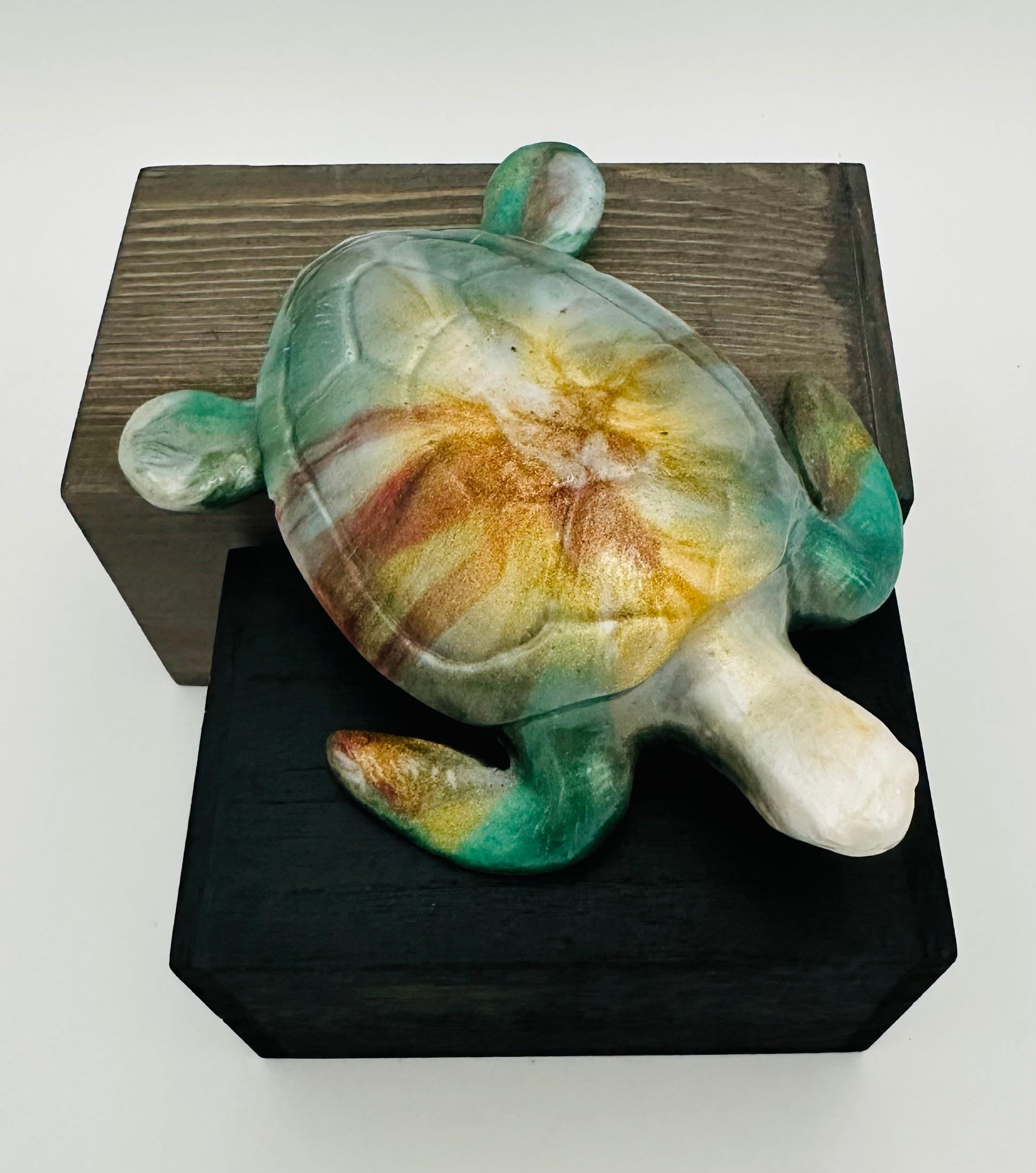 Hand-Poured Resin Art Turtle Sculpture