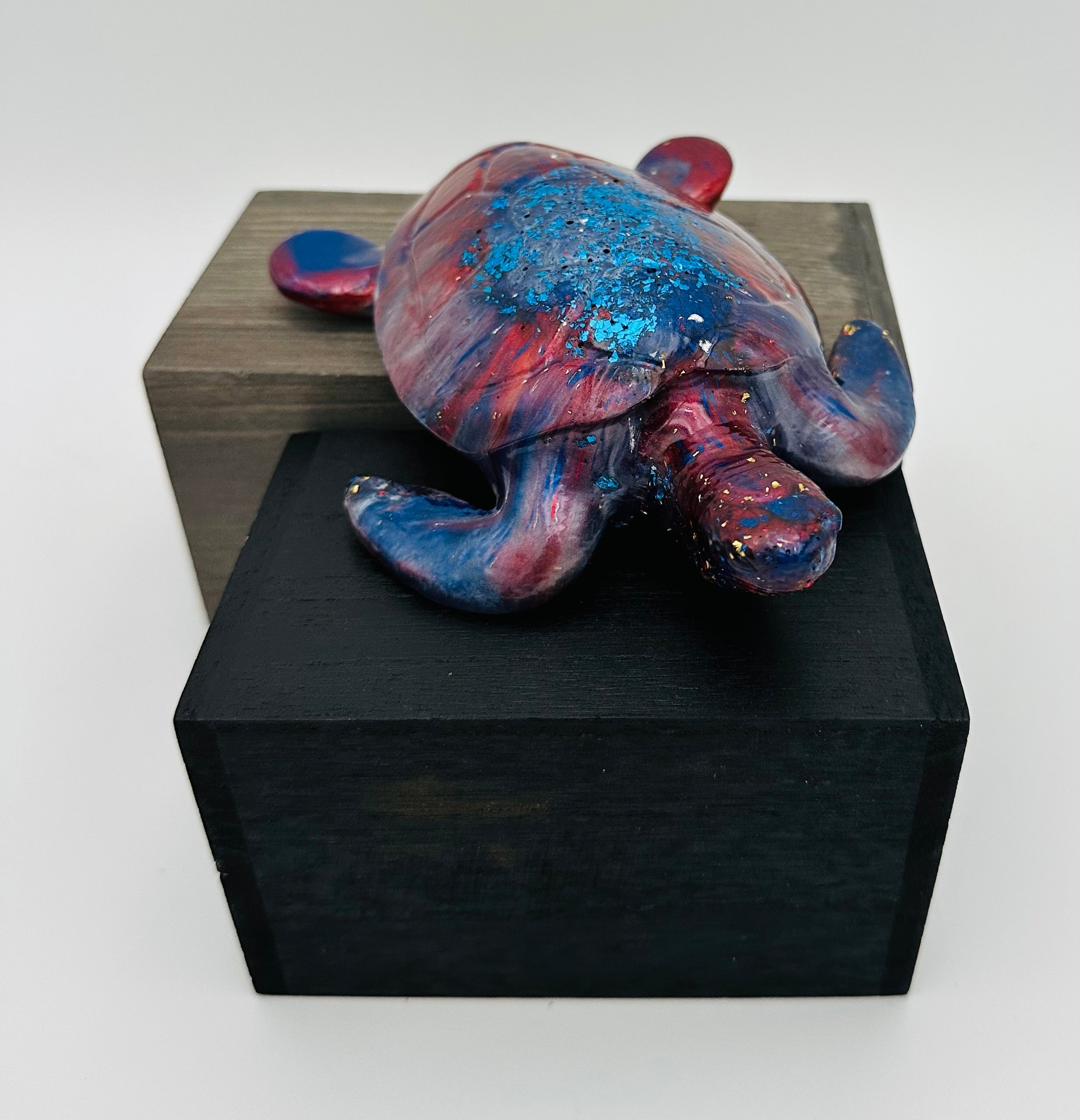 Hand-Poured Resin Art Turtle Sculpture