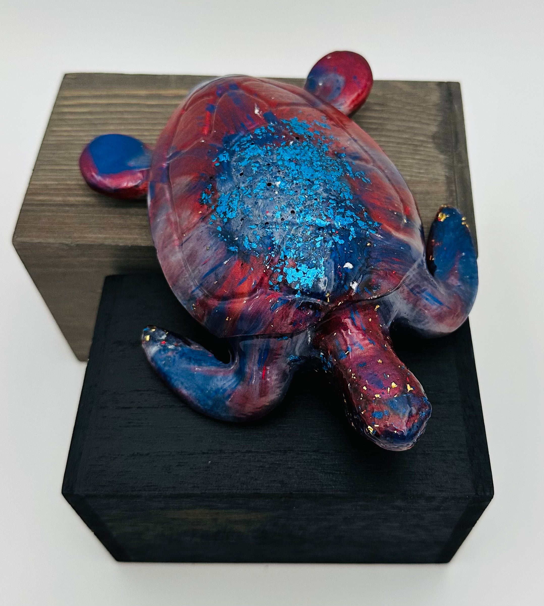 Hand-Poured Resin Art Turtle Sculpture