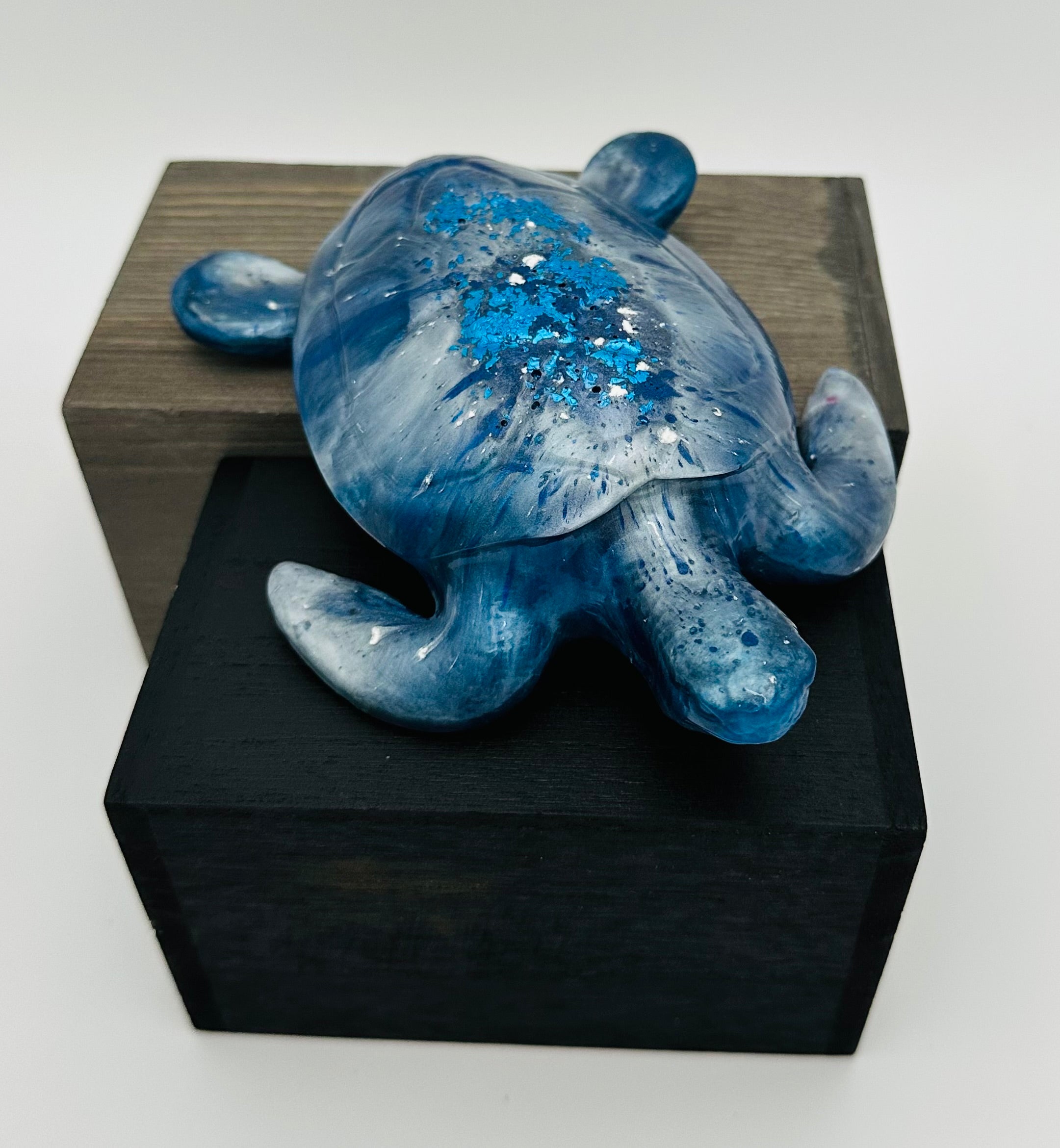 Hand-Poured Resin Art Turtle Sculpture